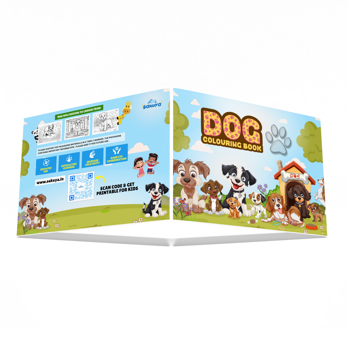 Sakuya Dog Colouring Book for Kids | Art and Activity Book for 5 Year Old | Kids Colouring Books with Dog Drawings | Colour Books for 3 Year Old Children | Kids Drawing Book