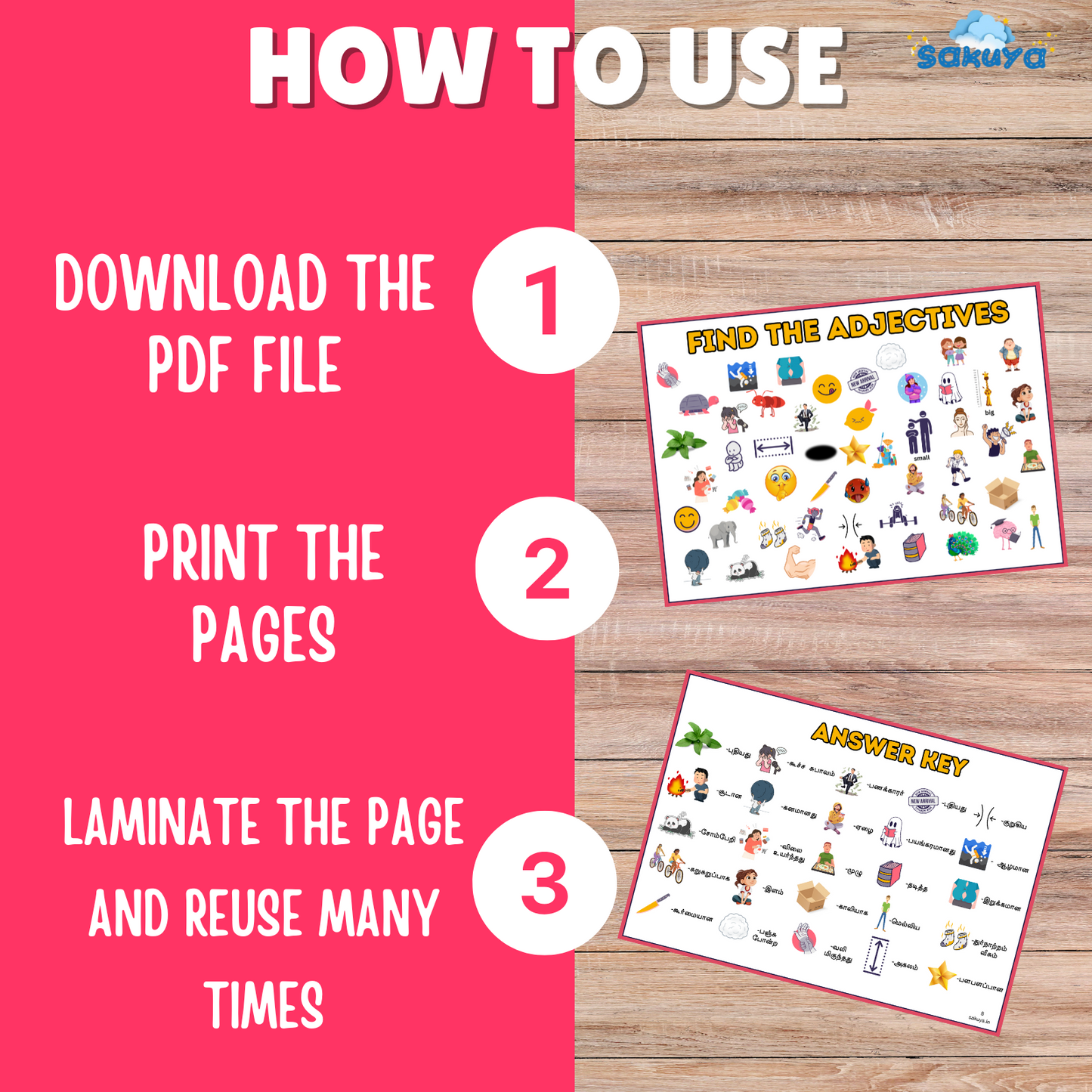 Find the Adjectives Worksheet with Answer Key in Tamil | Printable Grammar Worksheet