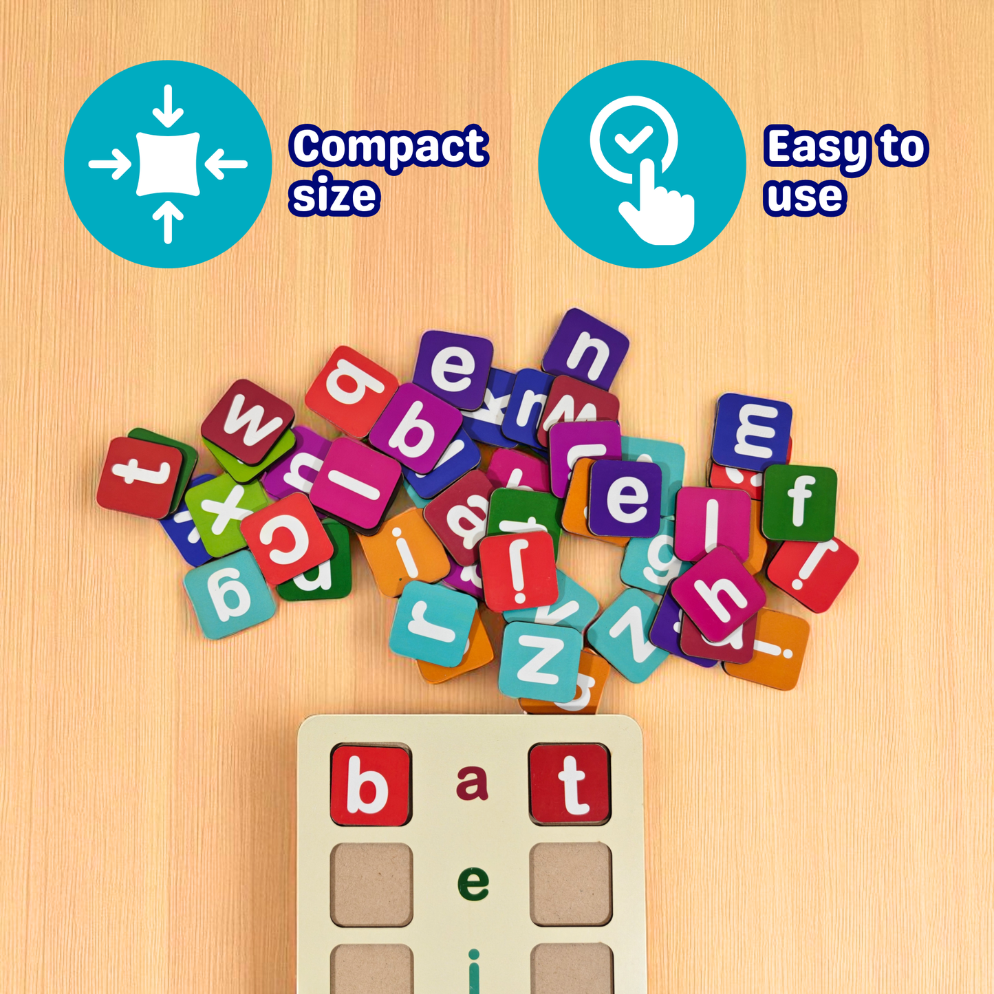 Sakuya Hands-On Phonics Kit for Kids | Games for Kids | Letter and Spelling Game | Durable Letter Tiles | Early Development Game, and Engaging Cognitive Development Activities