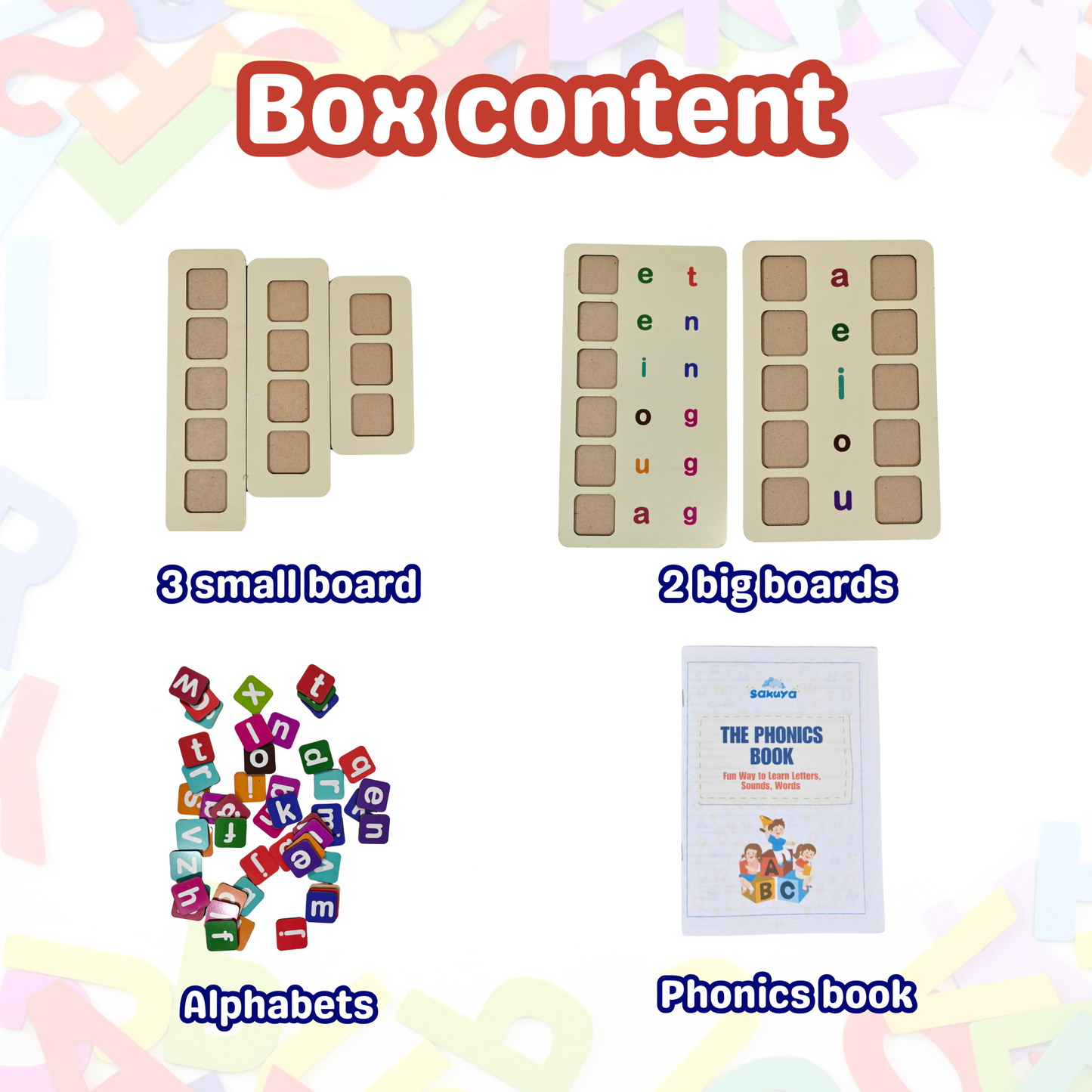 Sakuya Hands-On Phonics Kit for Kids | Games for Kids | Letter and Spelling Game | Durable Letter Tiles | Early Development Game, and Engaging Cognitive Development Activities
