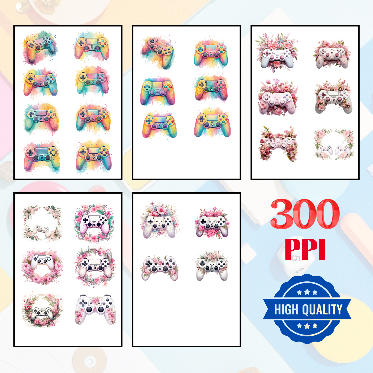 Gaming Clipart Pack Digital Download for Kids and Teens | Printable Controller PNG | Gamer Aesthetics | Playstation Console Bundle