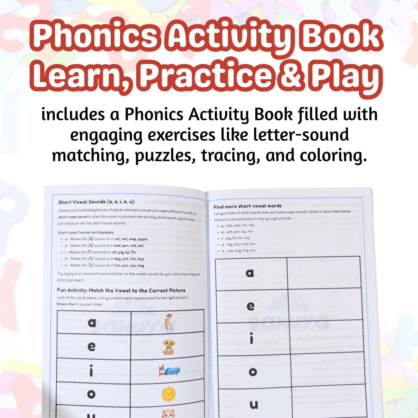 Sakuya Hands-On Phonics Kit for Kids | Games for Kids | Letter and Spelling Game | Durable Letter Tiles | Early Development Game, and Engaging Cognitive Development Activities