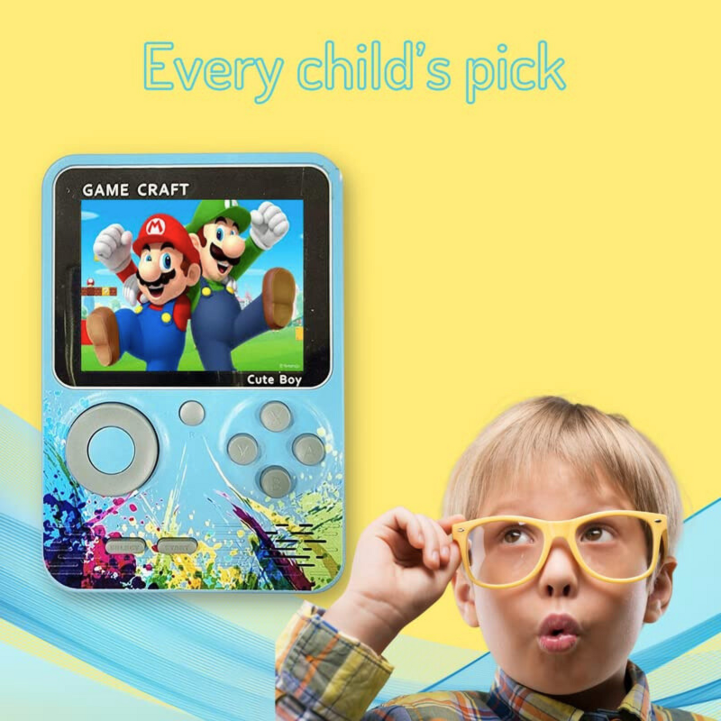 500 in 1 Handheld Gaming Console with 3 Hours Battery Backup, AV Output for TV, Backlit Screen, Built-in Retro Games, Rechargeable, Portable Design for All Ages