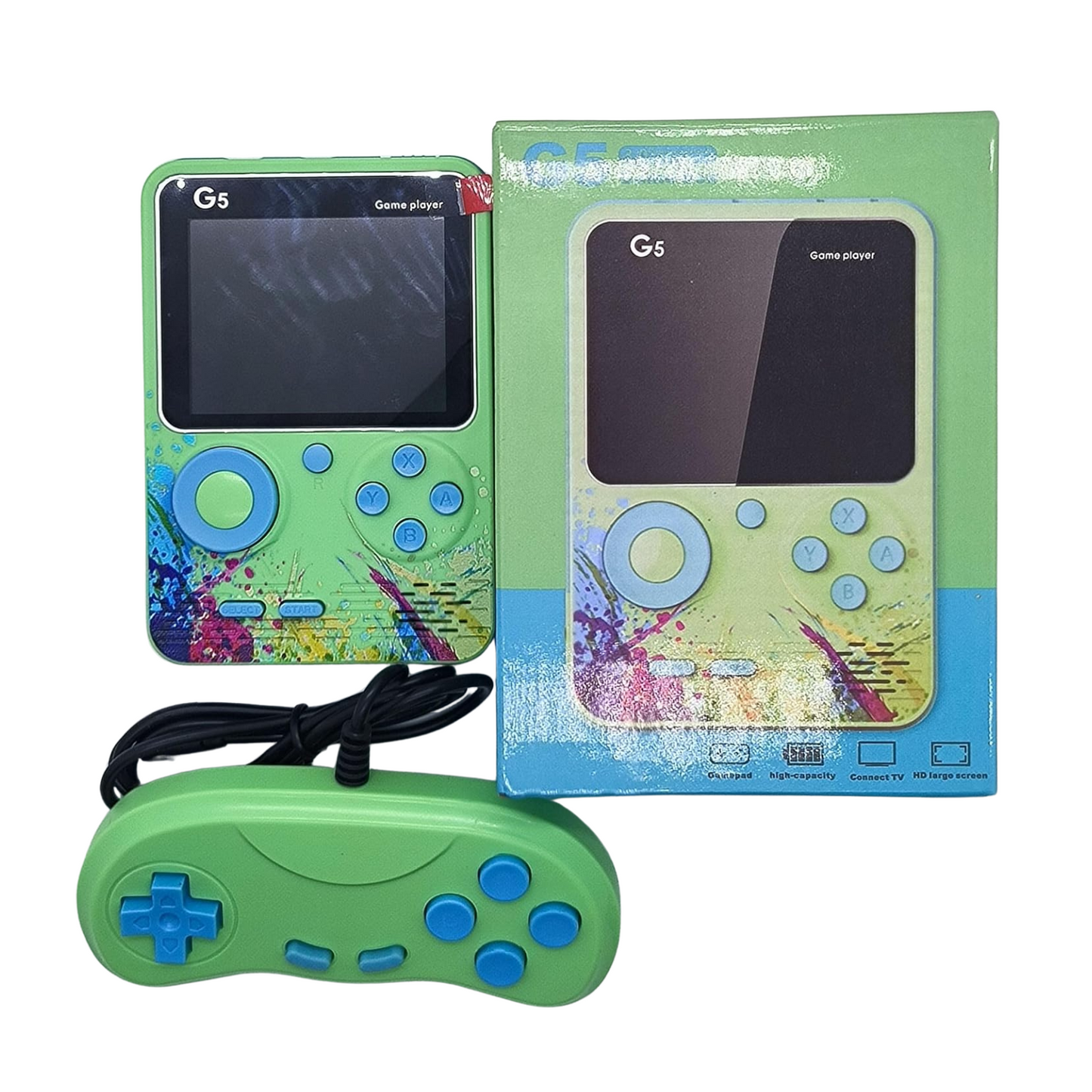 500 in 1 Handheld Gaming Console with 3 Hours Battery Backup, AV Output for TV, Backlit Screen, Built-in Retro Games, Rechargeable, Portable Design for All Ages