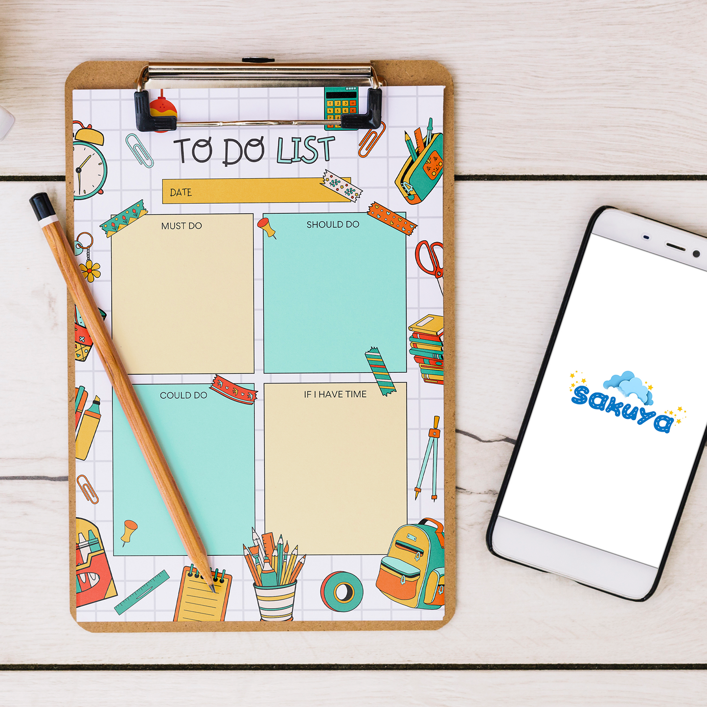 Sakuya To-Do Planner Set – To-Do List Pad, Planner Sheets, and Daily To Do List Planner – Ideal for Students, Professionals, and Families – Perfect for Daily Routines and Tasks-50 Pages