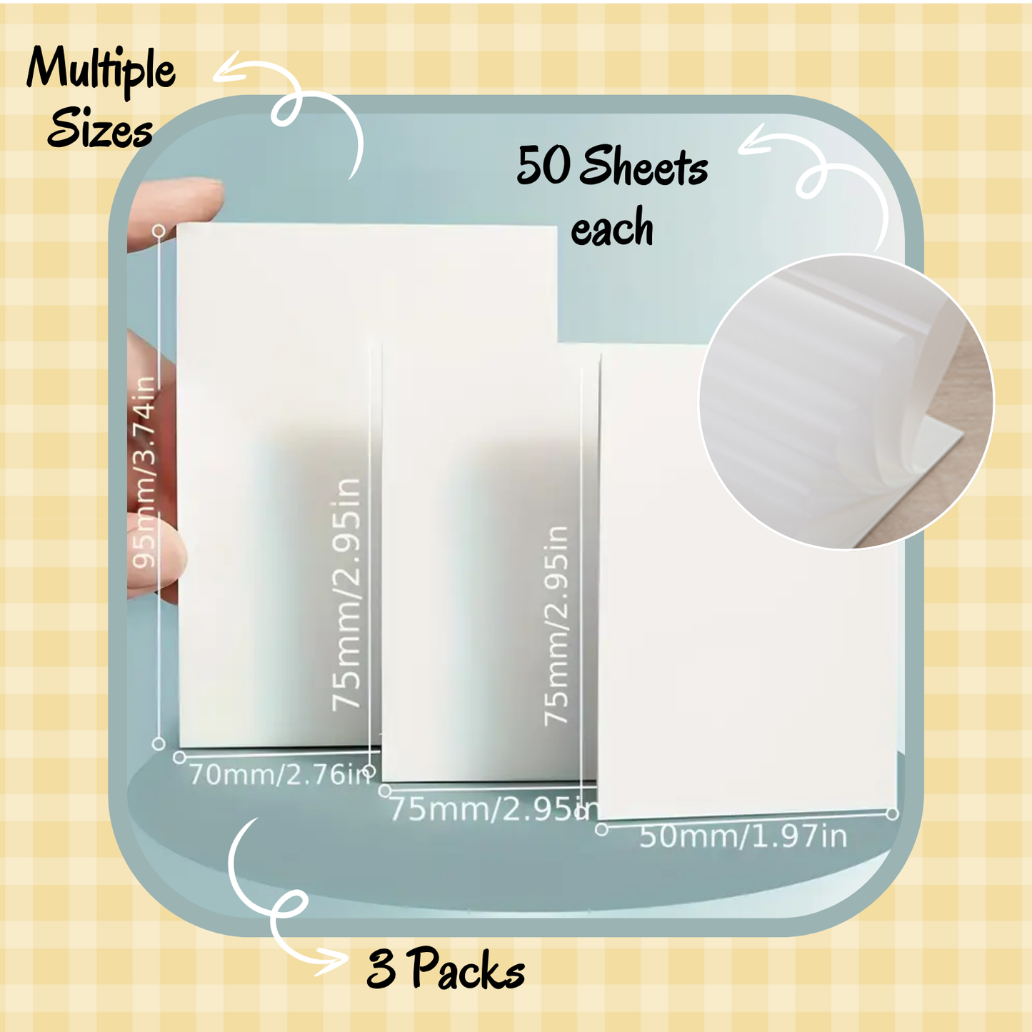 Transparent Cute Self-Sticky Note Pads - 100 Sheets | Removable Clear Notes | Perfect for Writing, to-do List, Reminders, School, Study, Office | Self-Adhesive Stationery Items (7 cm x 9.5 cm)