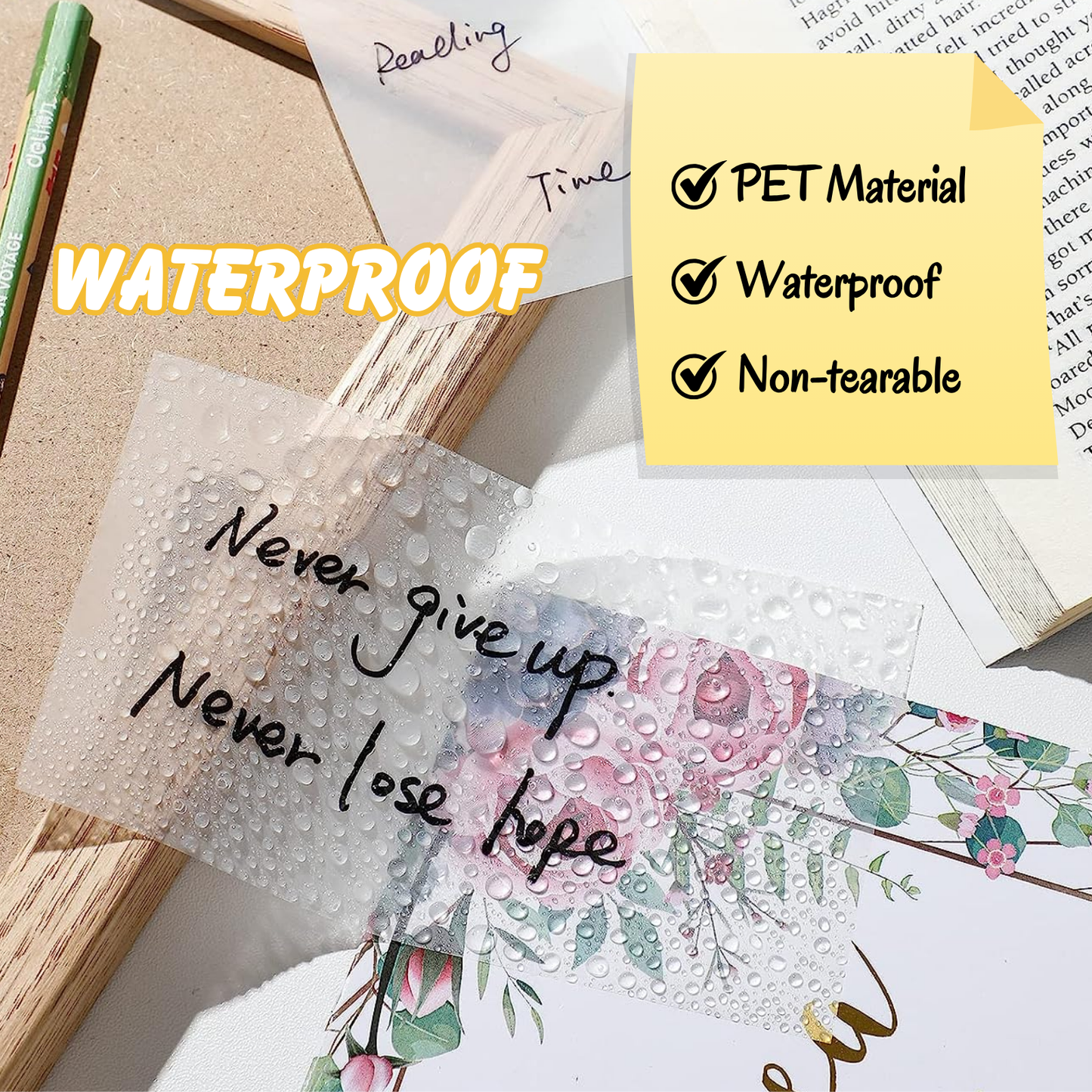 Transparent Cute Self-Sticky Note Pads - 100 Sheets | Removable Clear Notes | Perfect for Writing, to-do List, Reminders, School, Study, Office | Self-Adhesive Stationery Items (7 cm x 9.5 cm)