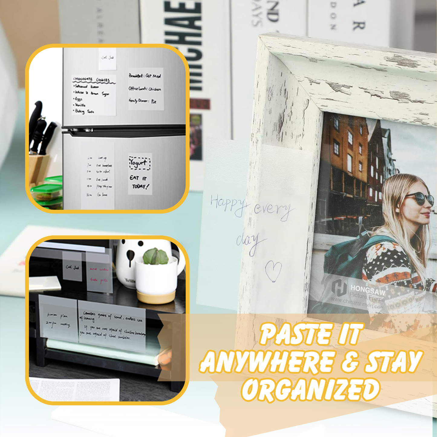 Transparent Cute Self-Sticky Note Pads - 100 Sheets | Removable Clear Notes | Perfect for Writing, to-do List, Reminders, School, Study, Office | Self-Adhesive Stationery Items (7 cm x 9.5 cm)