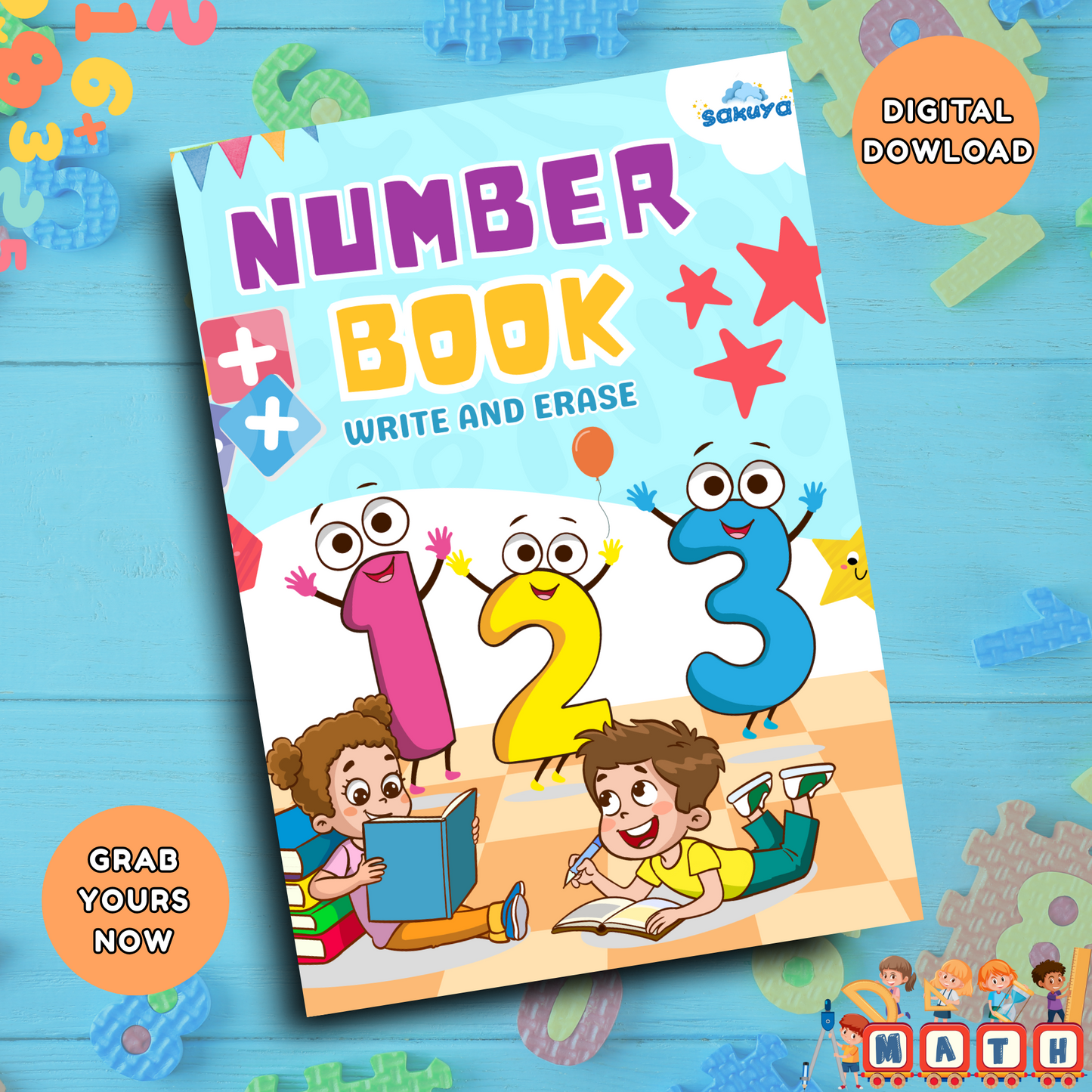 Sakuya Number Book Preschool Printable | Number Tracing and Counting Practice Worksheet | Kindergarten Tracing | Math and Number Writing Sheets