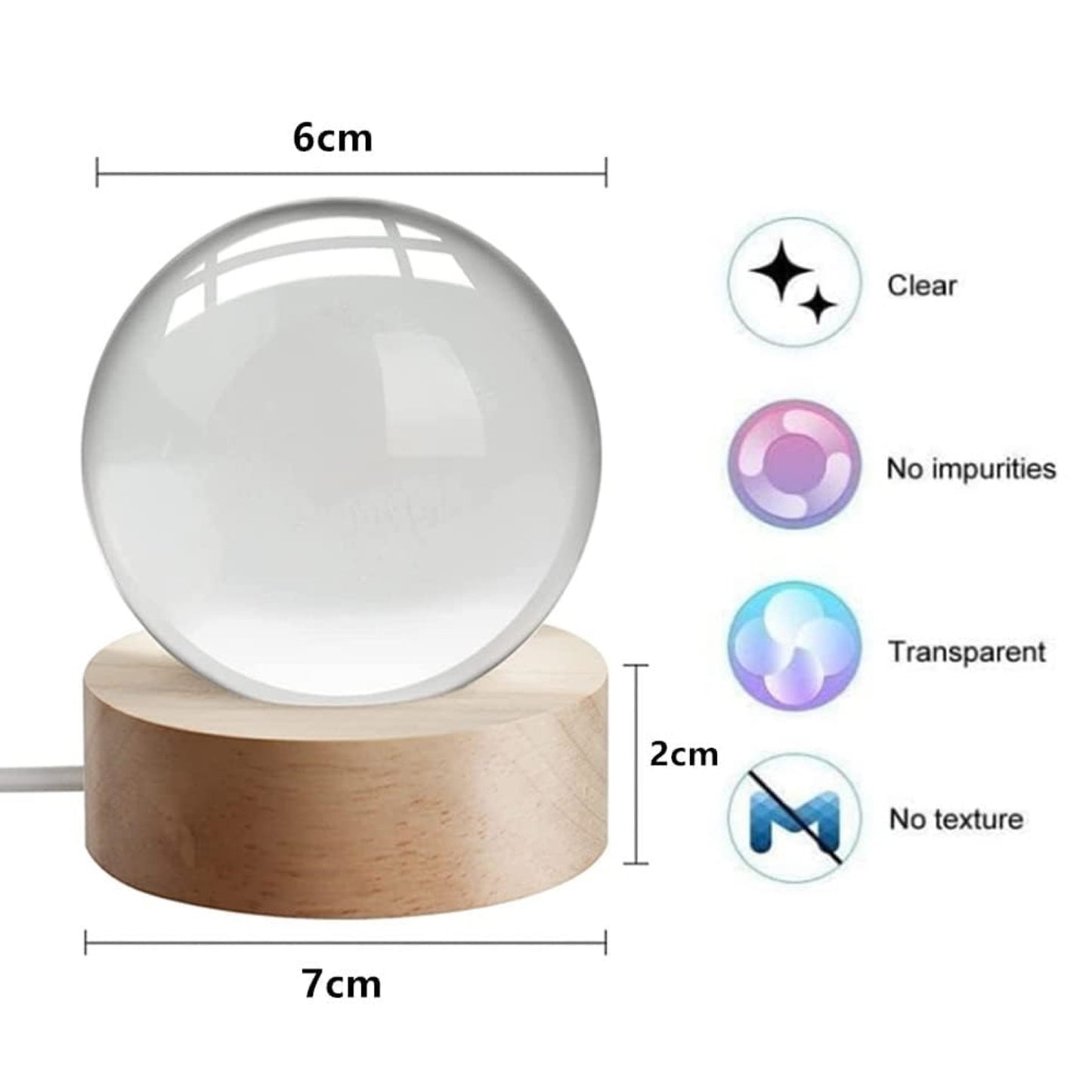 3D Crystal Moon Lamp with Wooden Base, Night Light Crystal Ball for Bedroom Decor, Cute Aesthetic Lamp, Perfect Gift Idea, Moon Lamp Crystal Ball Night Light for Kids & Adults