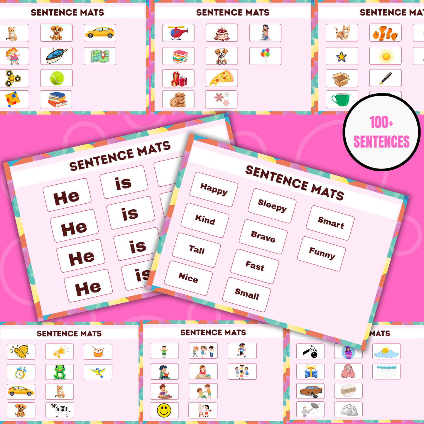 Sakuya Sentence Mat Printable | Build a Sentence | Homeschool Printable | Preschool Worksheets | Handwriting Practice | Sentence Building