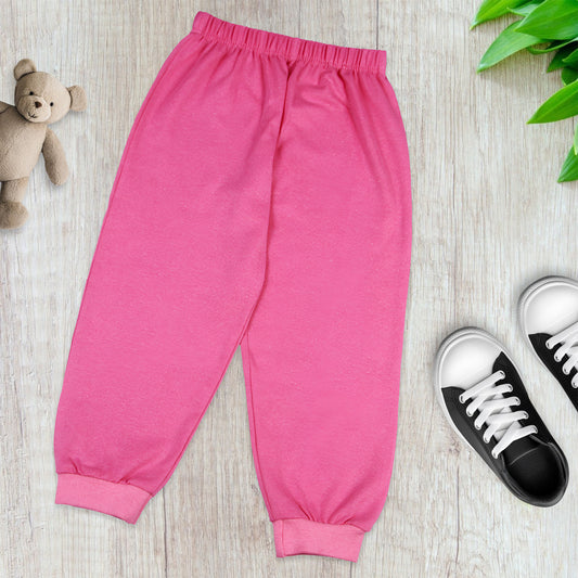 Sakuya Kids Track Pants for Boys & Girls - 100% Cotton Regular Fit Daily Use Lower Pants | Comfortable & Easy to Wear Trendy Nightwear | Stretchable Pants - Pack of 1, Sleepwear Pink