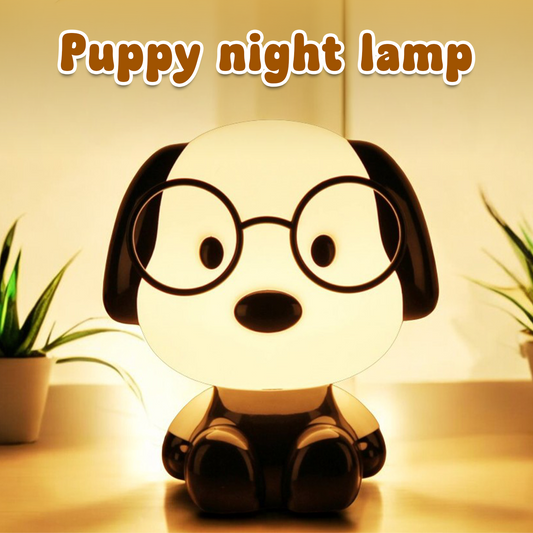 Adorable Dog Night Lamp with Glasses – LED Bedside Light for Kids, Decorative Puppy-Themed Lamp for Bedrooms, Living Rooms, Study Tables, and Nighttime Comfort