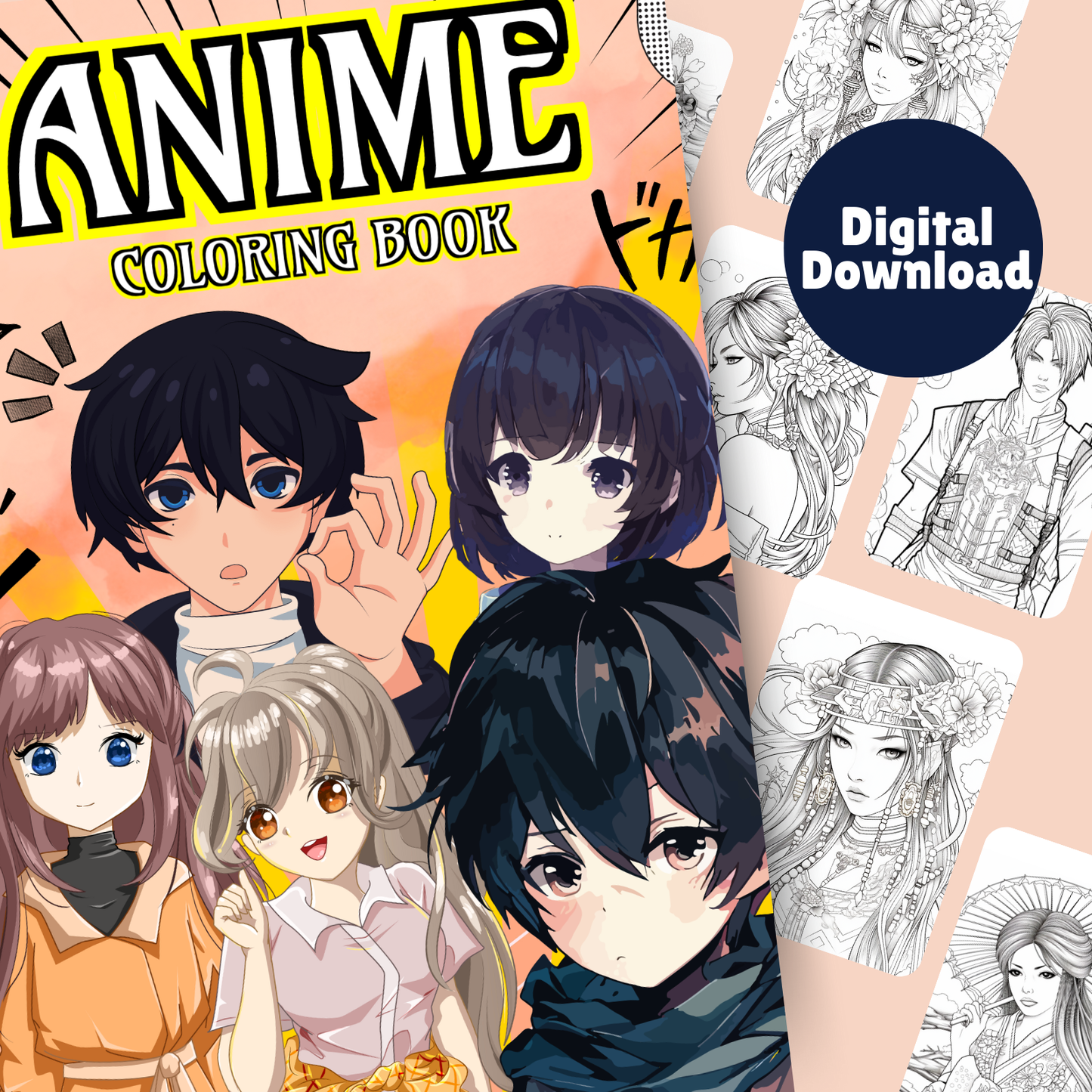 Printable Anime Coloring Book | Manga Coloring Pages for Kids & Adults | Anime Style Coloring | Fun & Relaxing Art Activity
