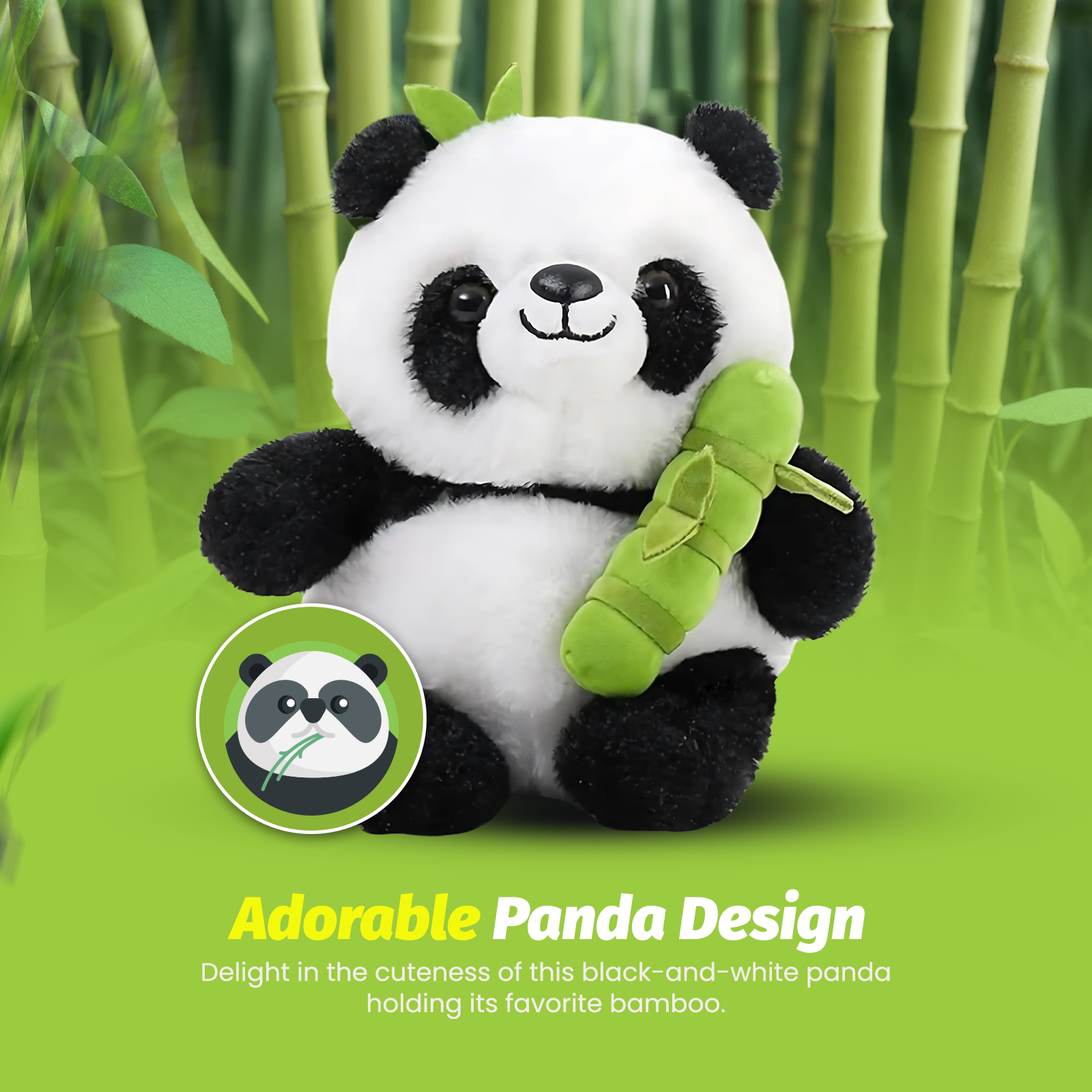 Reversible Bamboo Panda Plush Toy – Soft Toys for Kids, Cute Panda Stuffed Animals, Plushies for Girls, Panda Teddy with Bamboo bag, Soft Toys for