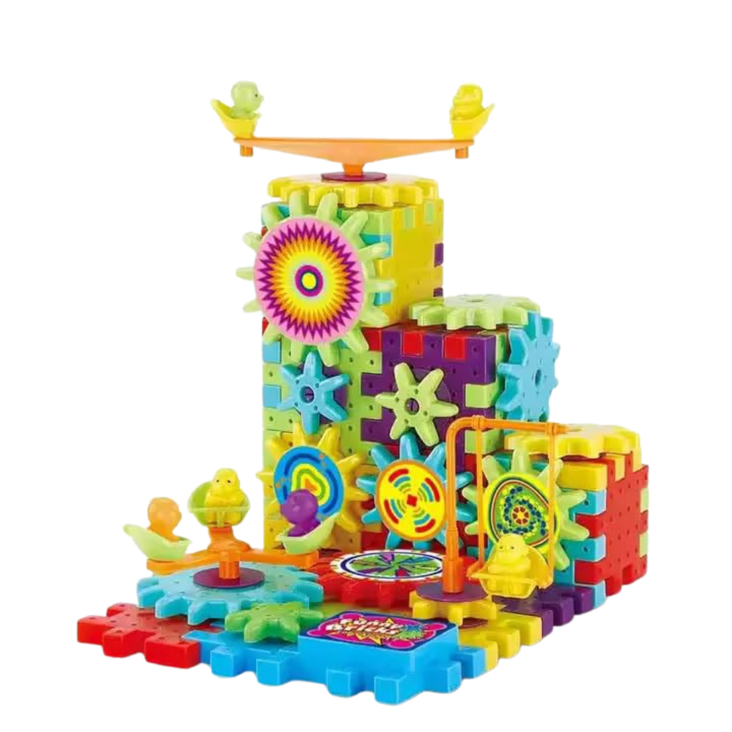 Sakuya Magical 3D Building Blocks Set with 81 Pieces, Interlocking Gears, Rotating Elements, STEM Learning, High-Quality Non-Toxic Plastic, and 6 Creative Builds