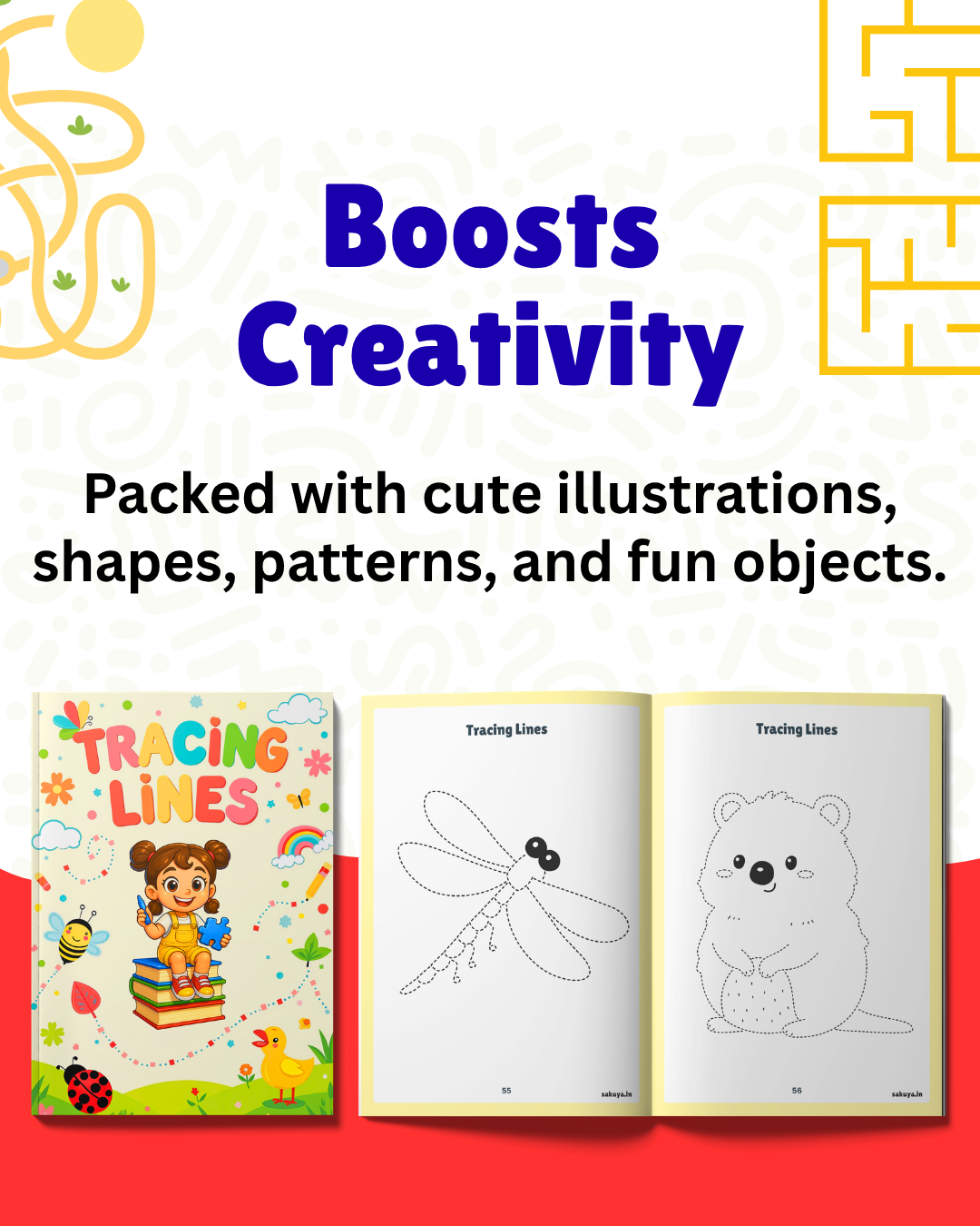 Tracing Lines Activity Book for Kids with Fun Patterns and Pictures | Early Learning Workbook to Develop Motor Skills, Pre-Writing Practice, and Hand-Eye Coordination
