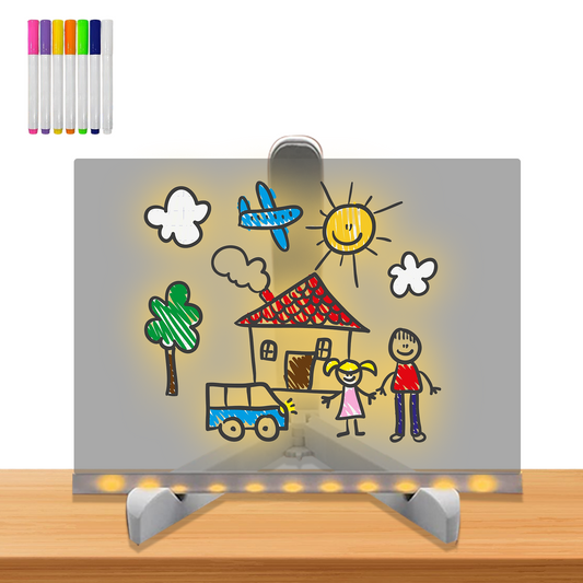 3D Acrylic Writing Board with LED Light, Rewritable Memo Board, Standalone Message Board for Home and Office, Acrylic Board for Creative Notes, LED Writing Board