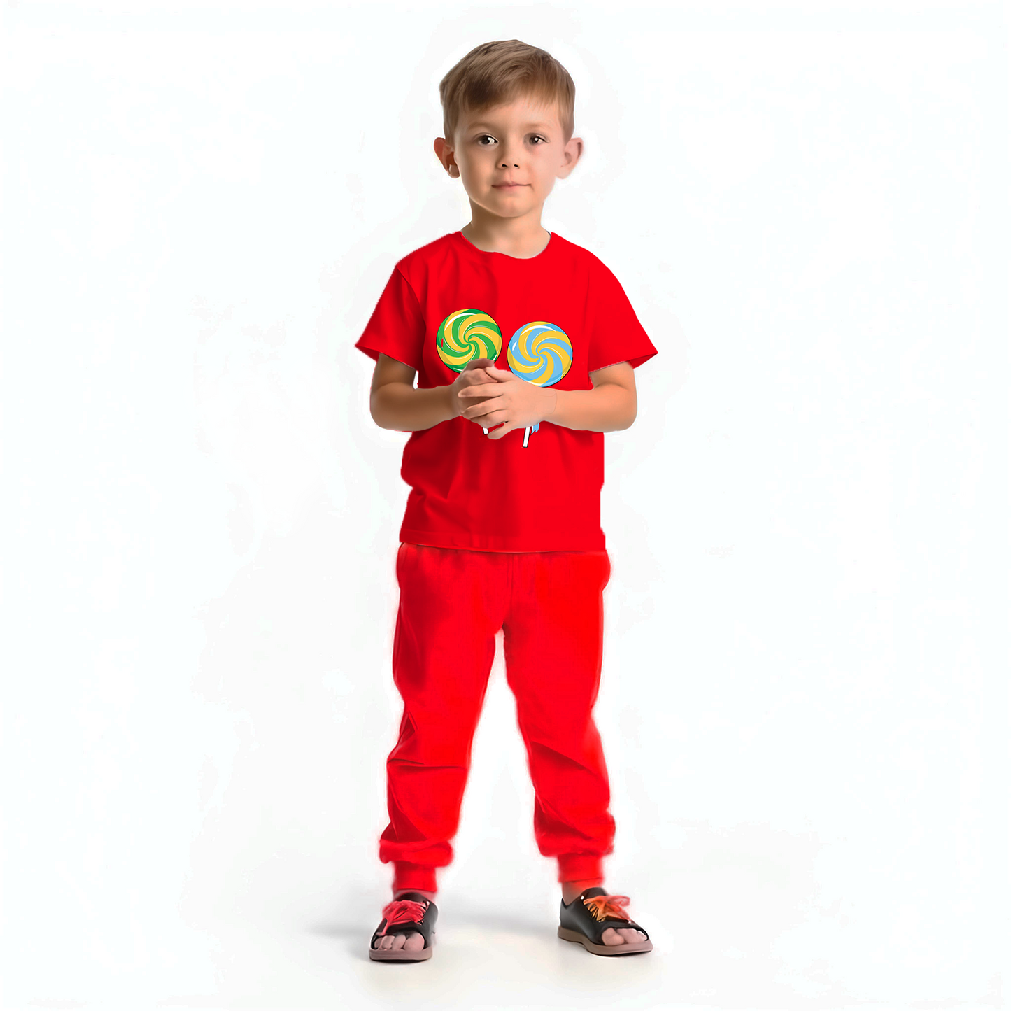 Sakuya Kids Cotton T -Shirt & Pant Set for Boys & Girls (Pack of 2)- Fun Cartoon Print Breathable Cotton Full Sleeve Unisex Kids Clothing Set - Nightwear coord Set-RED