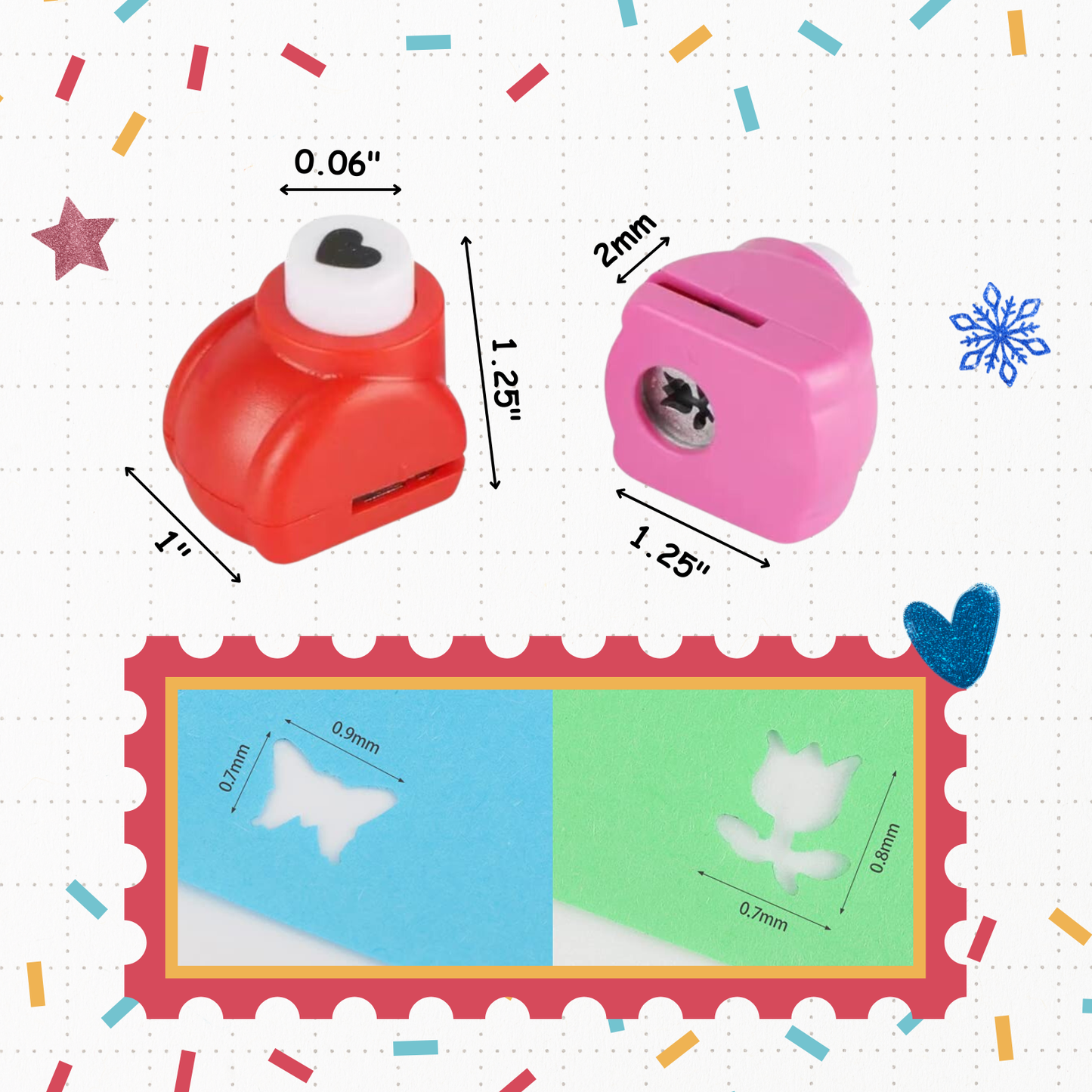 Sakuya Sticker Punching Machine for Art & Craft | Mini Paper Cutter Machine Kit | Cute Stationary Crafting Project Items | Shape Cutter for Craft | Multicolor, Assorted Designs (Pack of 6) - Sakuya