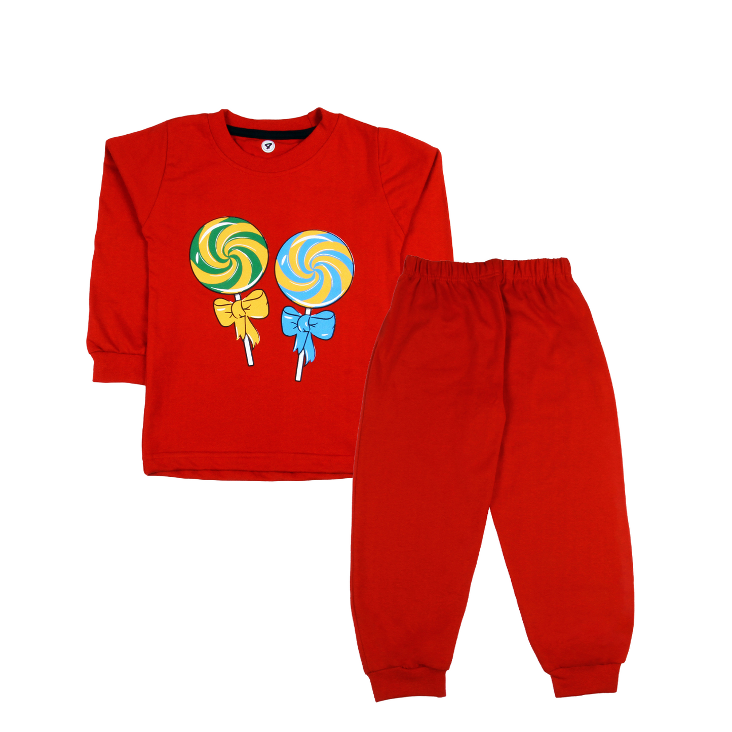 Sakuya Kids Clothing Set Night Suits Round Neck Full Sleeve T-Shirt & Pant Soft, Breathable 100% Cotton Sleepwear for Baby Boys & Girls - Pajamas Set | Unisex Kids Dress Sleepsuits Pack of 1, Red