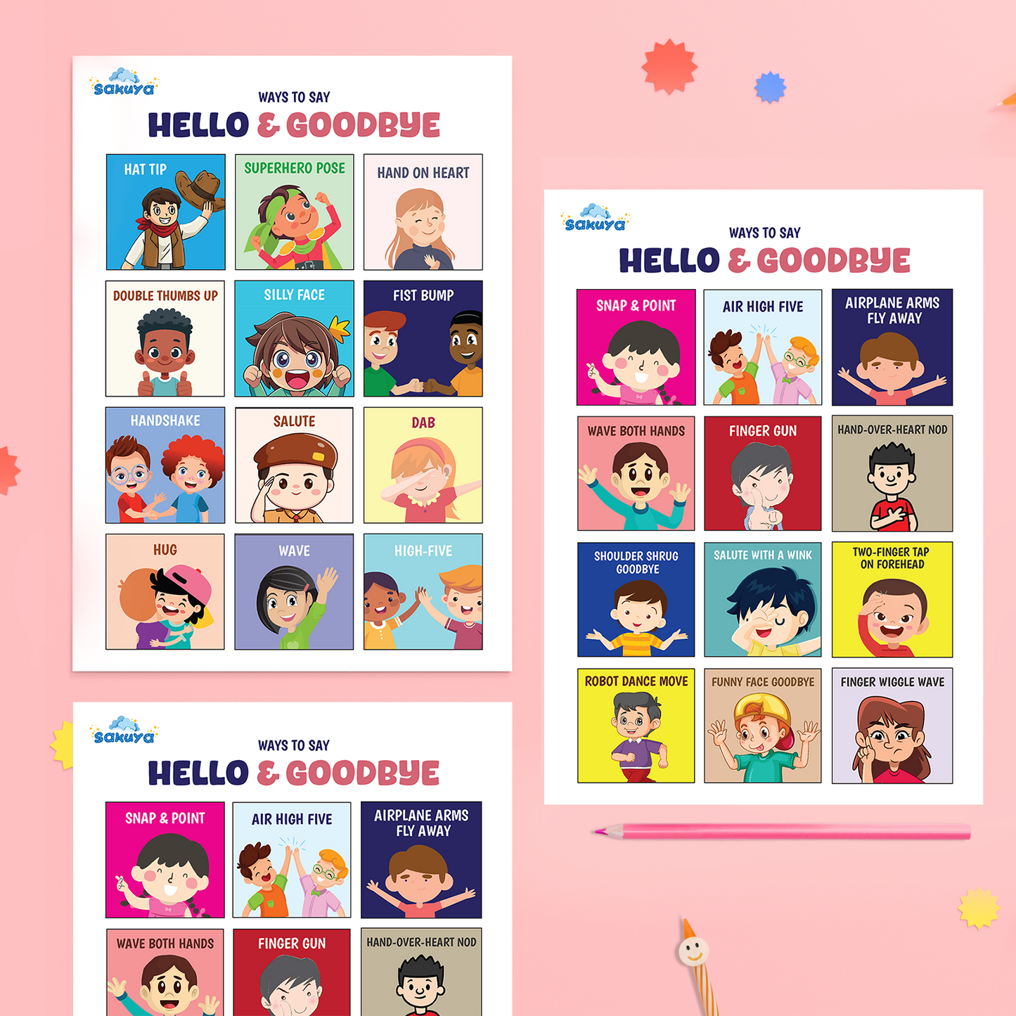 Ways to Say Hello and Goodbye Printable | Greetings for Kids |Fun Communication Cards | Homeschool & Early Learning Social Skills