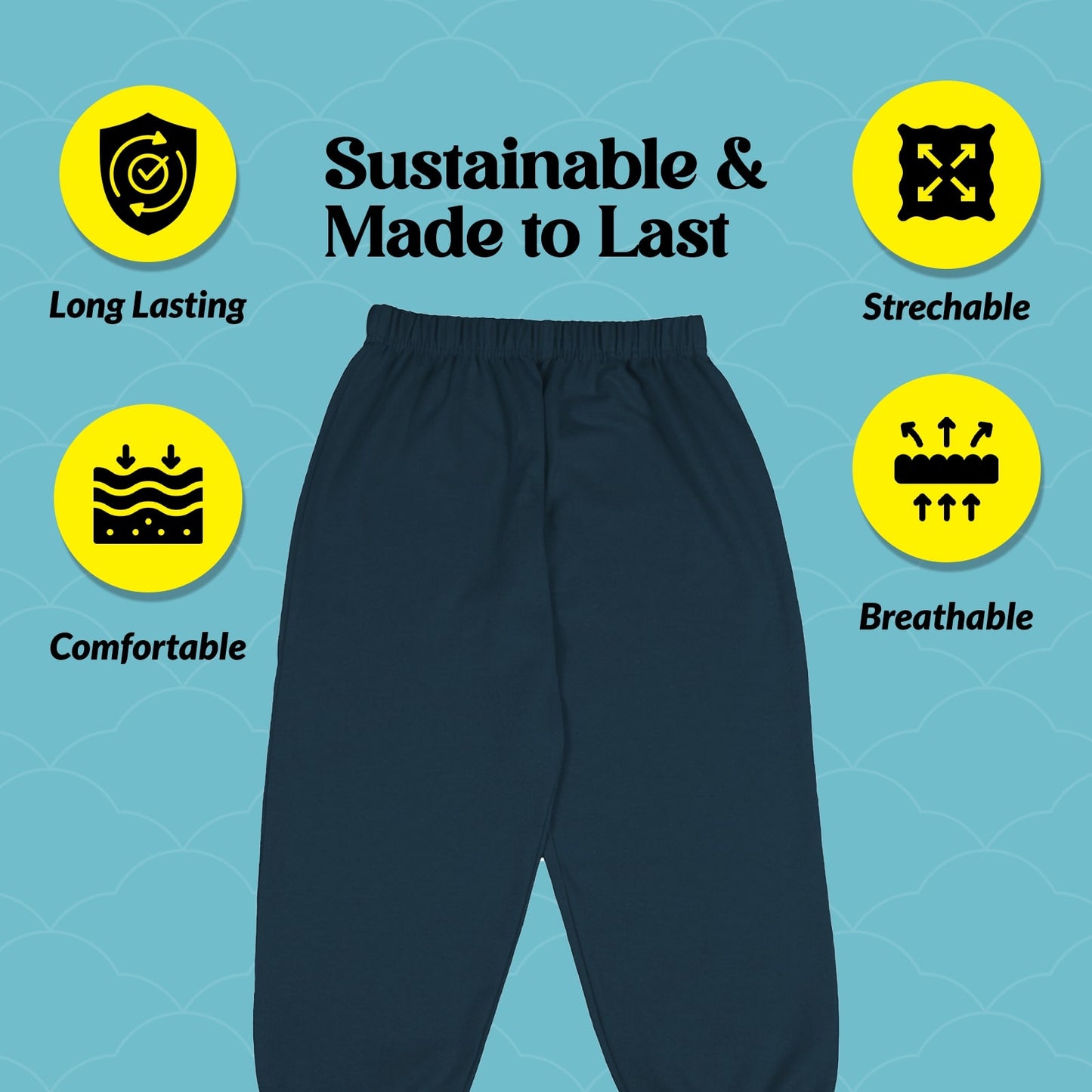 Sakuya Cotton Pants for Kids | Soft Pajama Bottoms with Elastic Waistband for Play, Sleep & Comfort (Pack of 2)