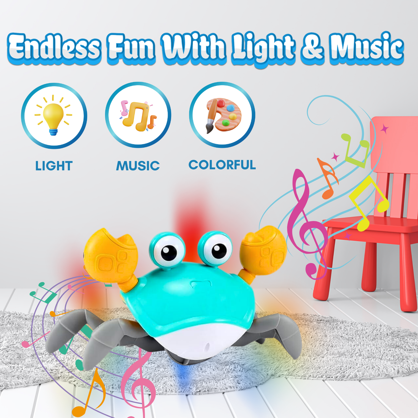Musical Crab Toy for Kids | Crab Robot with Electronic Music and Moving Features | Ideal Baby Music Toy for Boys and Girls | Perfect Birthday Gift for Children | Child Safe Toy