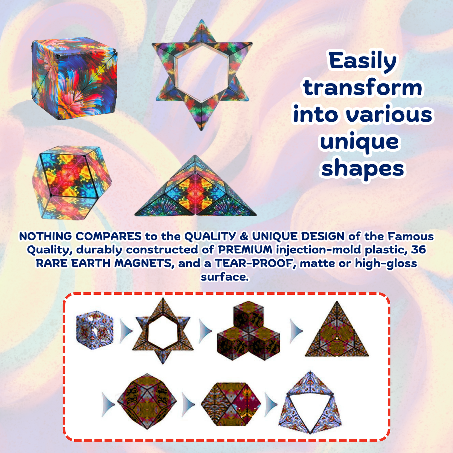 Sakuya Magnetic Cube 3D Puzzle Infinity Cubes for Kids|Shape Shifting Puzzle Box |Puzzle Fun Cube| Challenging Fun Game Cube Transforms Into Over 70 Shapes