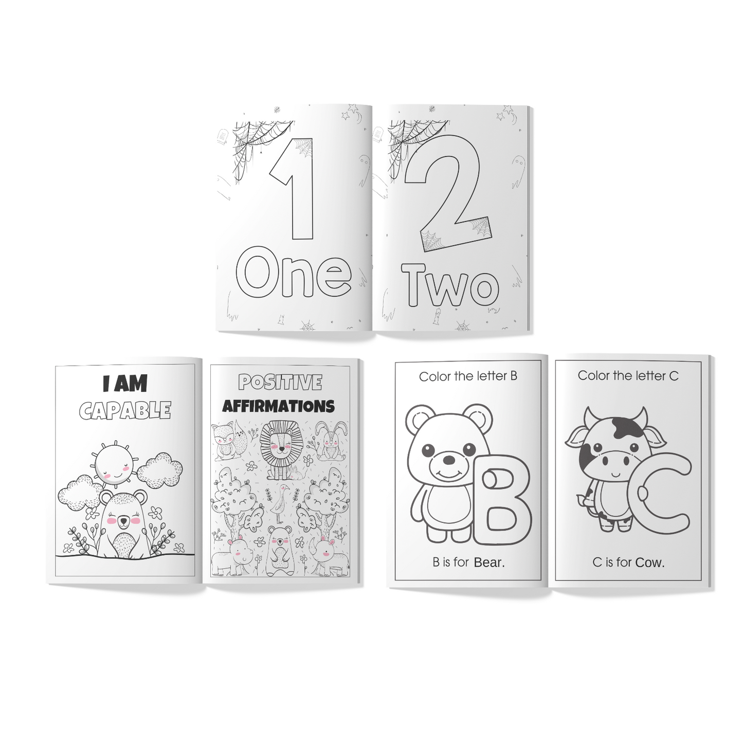 Sakuya Kids Colouring Book Set | Alphabet, Number & Animal Affirmation Colouring Books | Art and Activity Books for 3 to 12-Year-Olds | Kids Drawing Books & Colouring Kit