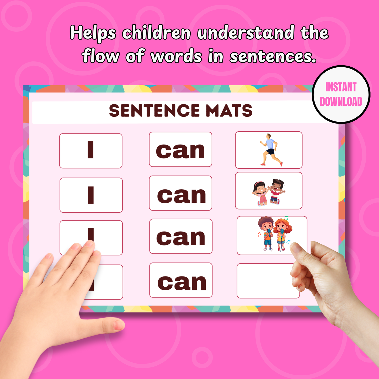 Sakuya Sentence Mat Printable | Build a Sentence | Homeschool Printable | Preschool Worksheets | Handwriting Practice | Sentence Building