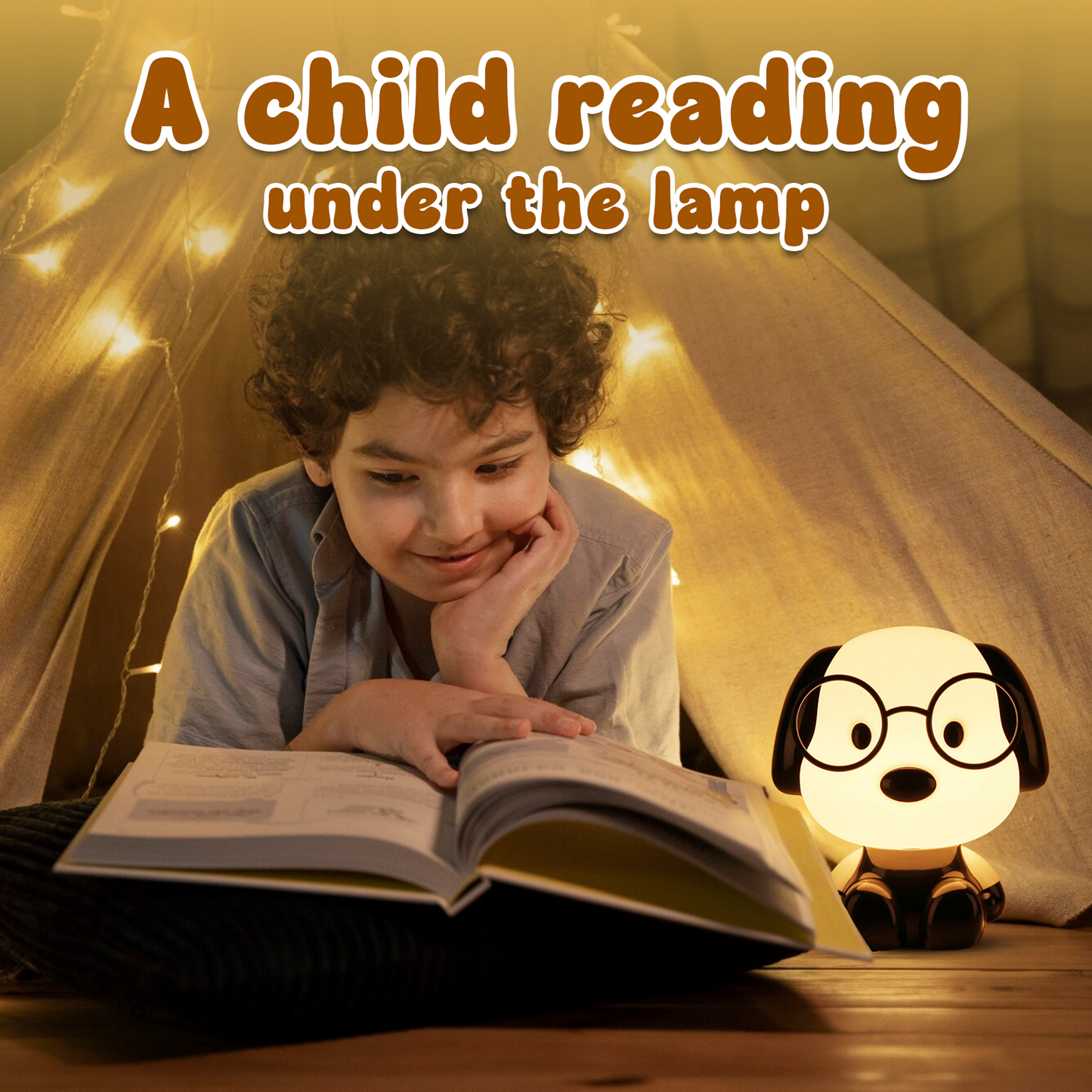Adorable Dog Night Lamp with Glasses – LED Bedside Light for Kids, Decorative Puppy-Themed Lamp for Bedrooms, Living Rooms, Study Tables, and Nighttime Comfort