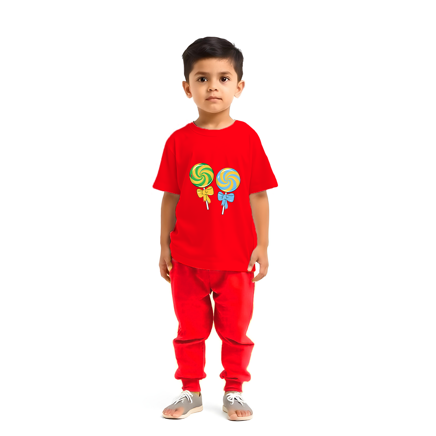 Sakuya Kids Clothing Set Night Suits Round Neck Full Sleeve T-Shirt & Pant Soft, Breathable 100% Cotton Sleepwear for Baby Boys & Girls - Pajamas Set | Unisex Kids Dress Sleepsuits Pack of 1, Red
