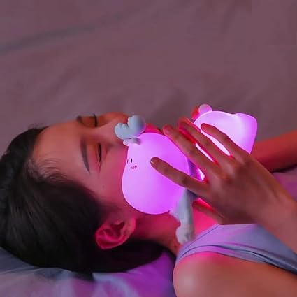 Sakuya Reindeer LED Night Lamp – Cute Silicone Bedside Light for Kids, Nursery & Bedroom Decor, Rechargeable Soft Light with Tap Control, Gift for Christmas & Birthday
