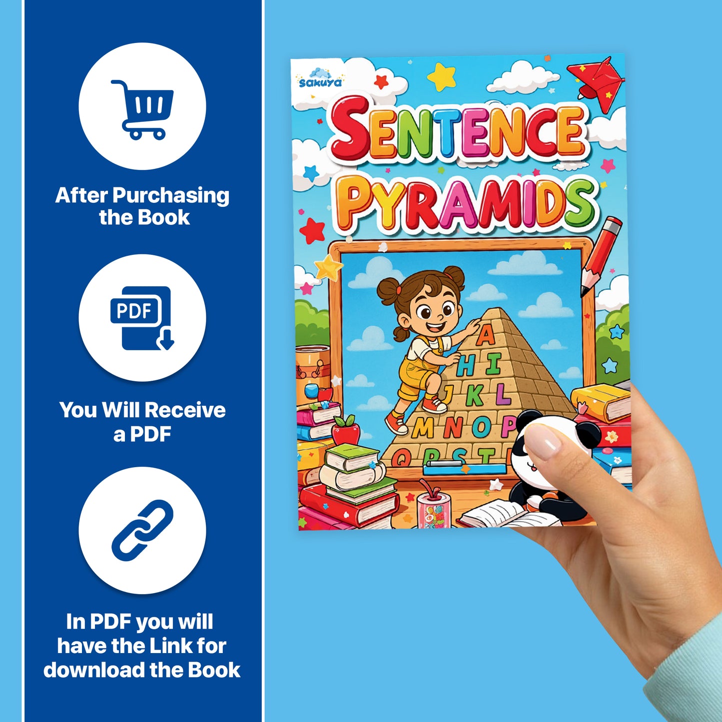 Sakuya 209 Sentence Pyramid Book | Homeschool Printable | Preschool Download | Handwriting Practice | Kindergarten Phonics and Comprehension