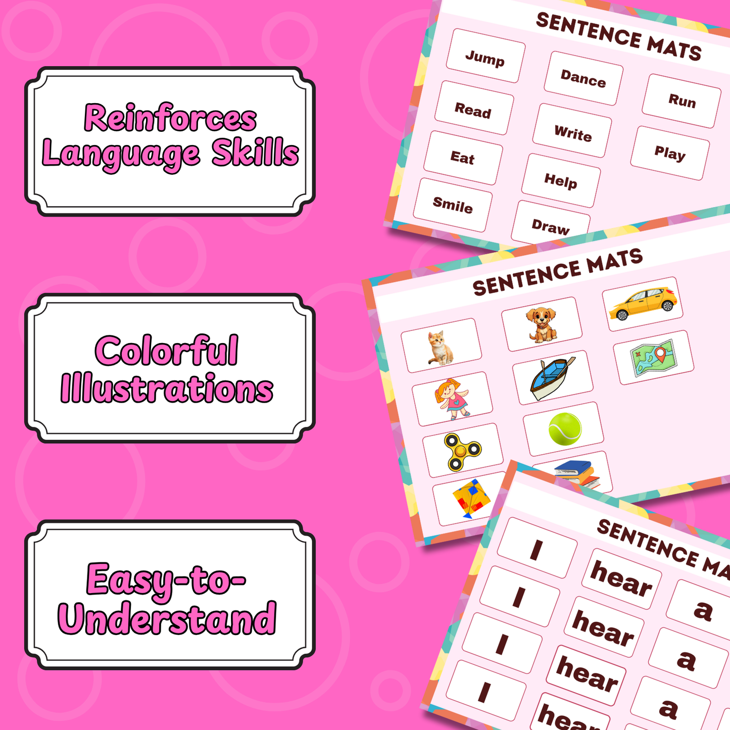 Sakuya Sentence Mat Printable | Build a Sentence | Homeschool Printable | Preschool Worksheets | Handwriting Practice | Sentence Building