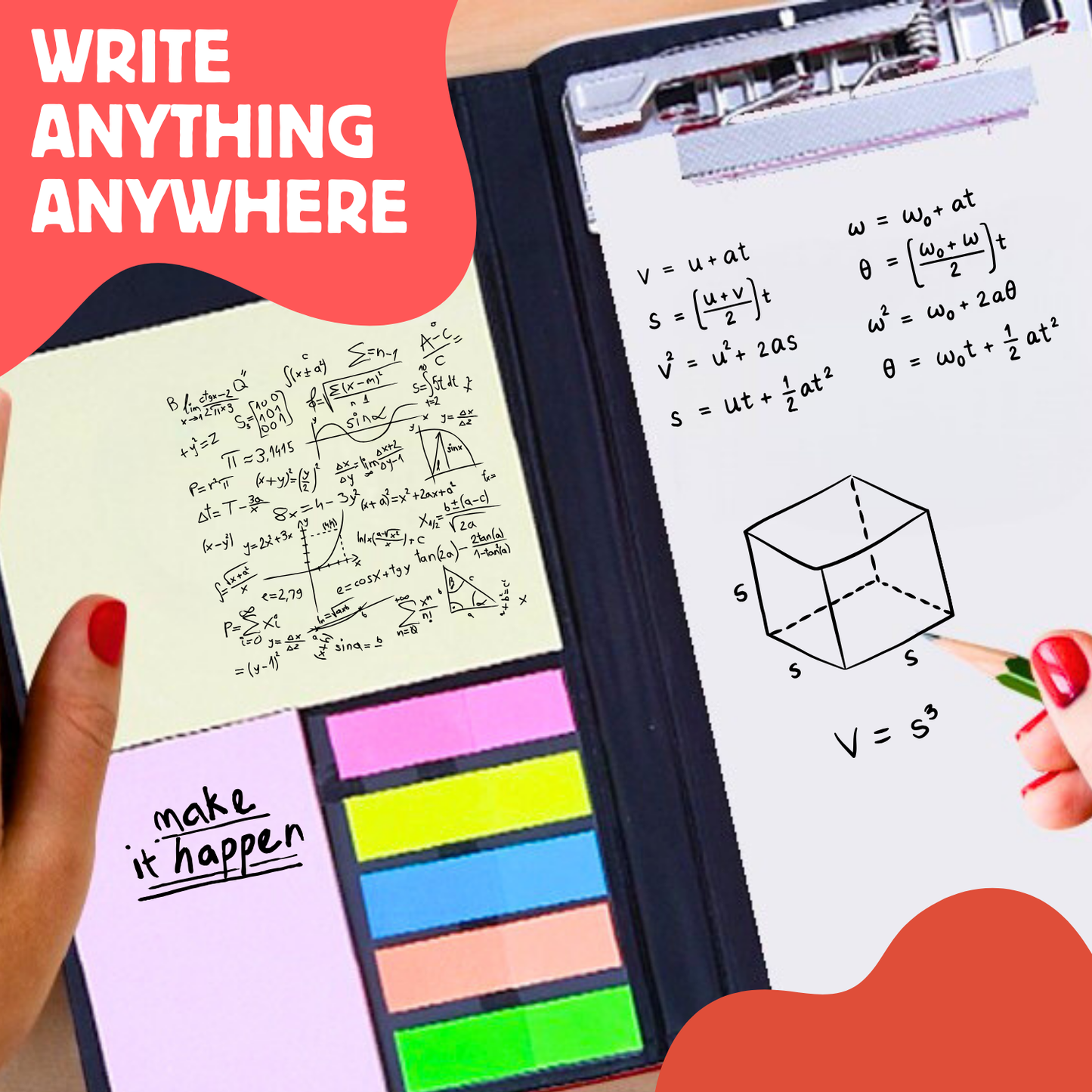 Sakuya Memo Pad with Sticky Notes & Clip Holder with Pen for Gifting| Note Pad for School, Home, and Office Supplies - Sakuya