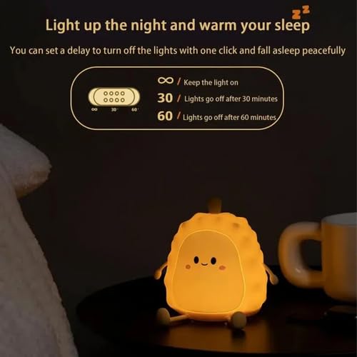 Sakuya Durian Silicone LED Night Light – Cute Rechargeable Bedside Lamp for Kids & Adults, Soft Touch Nursery Night Lamp, Bedroom Home Décor Gift