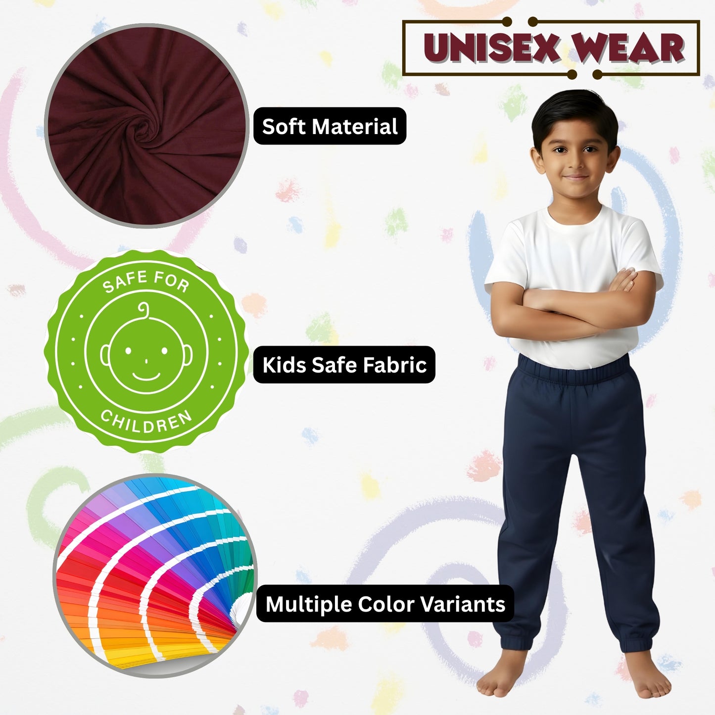 Sakuya Breathable Cotton Set of 3 Pant Set for Nightwear Sleepwear Casual Travel for Unisex Kids Boys Girls