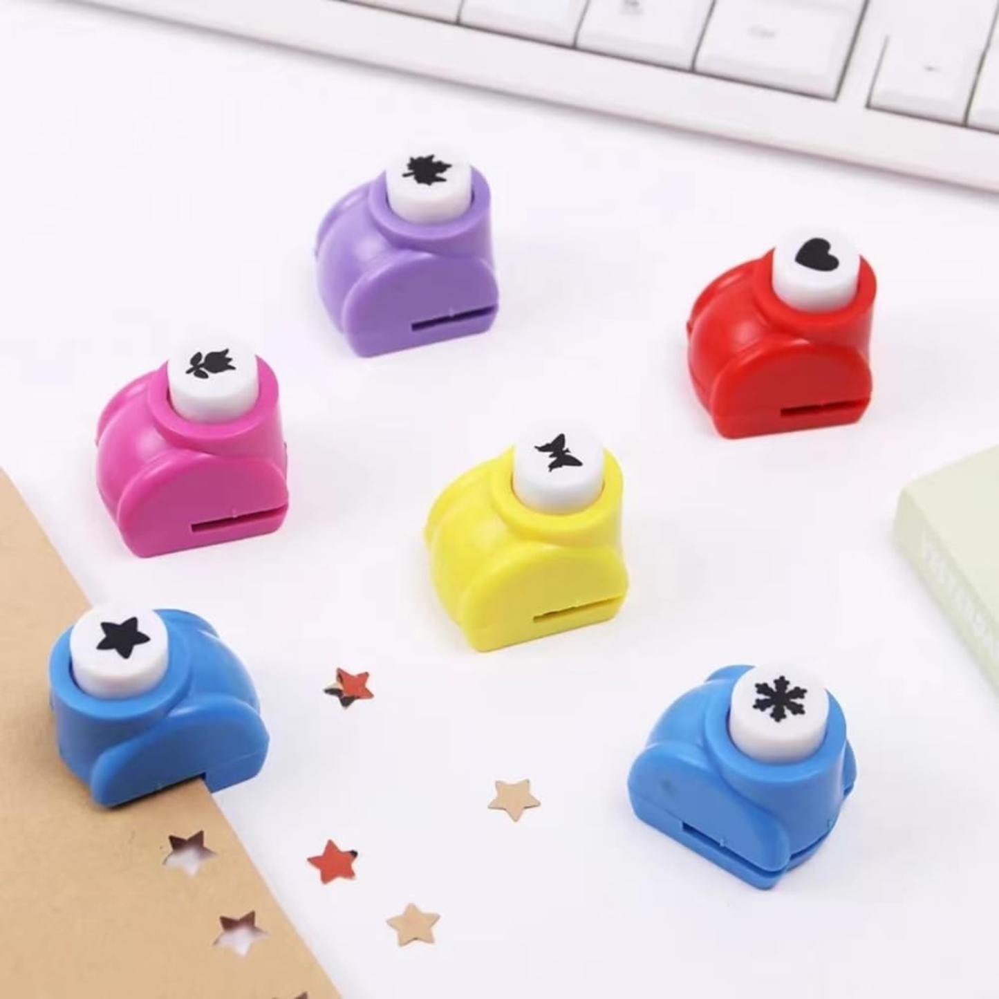 Sakuya Sticker Punching Machine for Art & Craft | Mini Paper Cutter Machine Kit | Cute Stationary Crafting Project Items | Shape Cutter for Craft | Multicolor, Assorted Designs (Pack of 6) - Sakuya