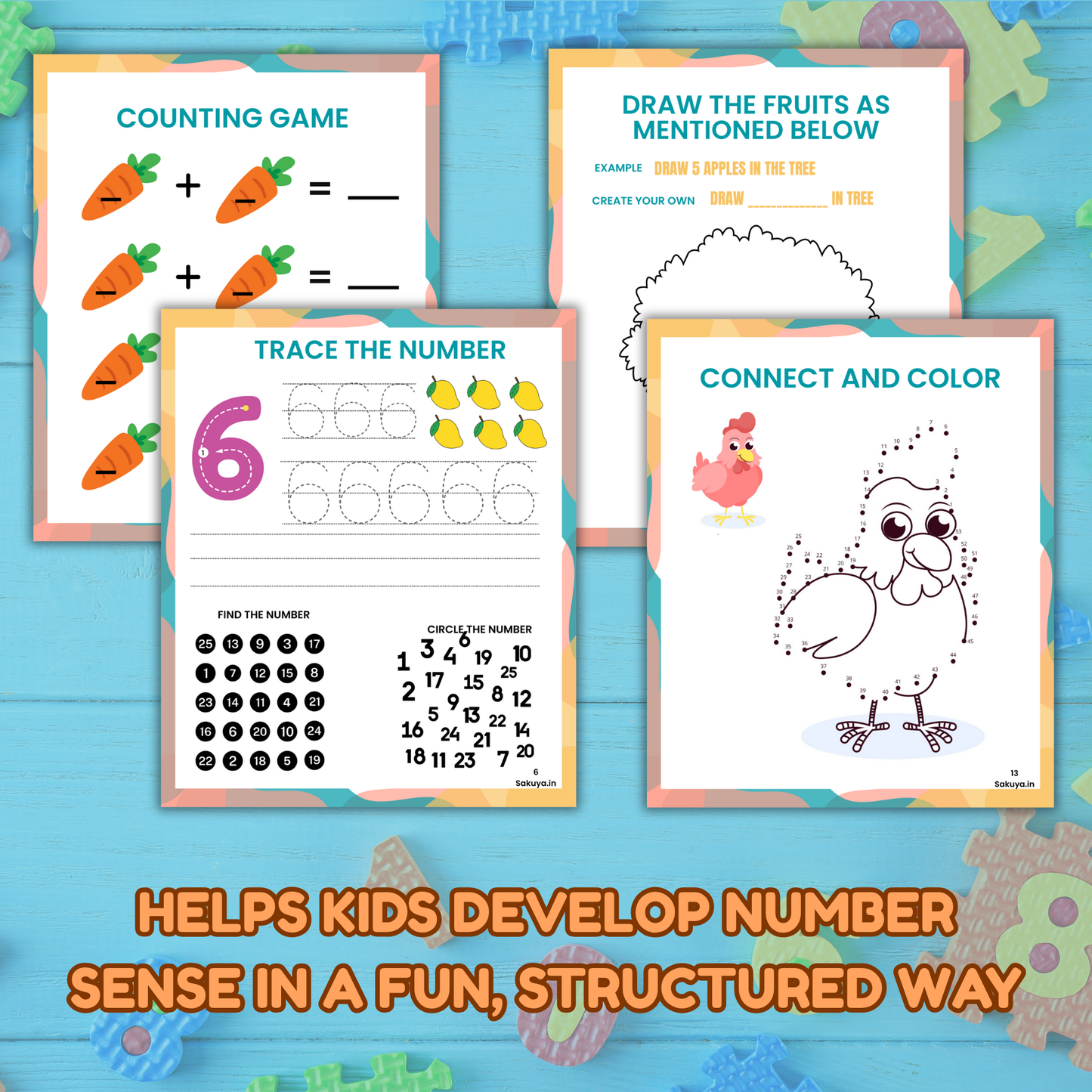 Sakuya Number Book Preschool Printable | Number Tracing and Counting Practice Worksheet | Kindergarten Tracing | Math and Number Writing Sheets