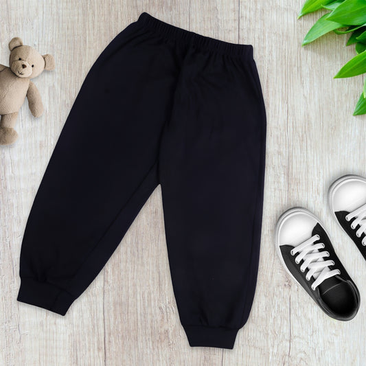 Sakuya Kids Track Pants for Boys & Girls - 100% Cotton Regular Fit Daily Use Black Colour Lower Pants | Comfortable & Easy to Wear Trendy Nightwear | Stretchable Pants - Pack of 3 (Black)