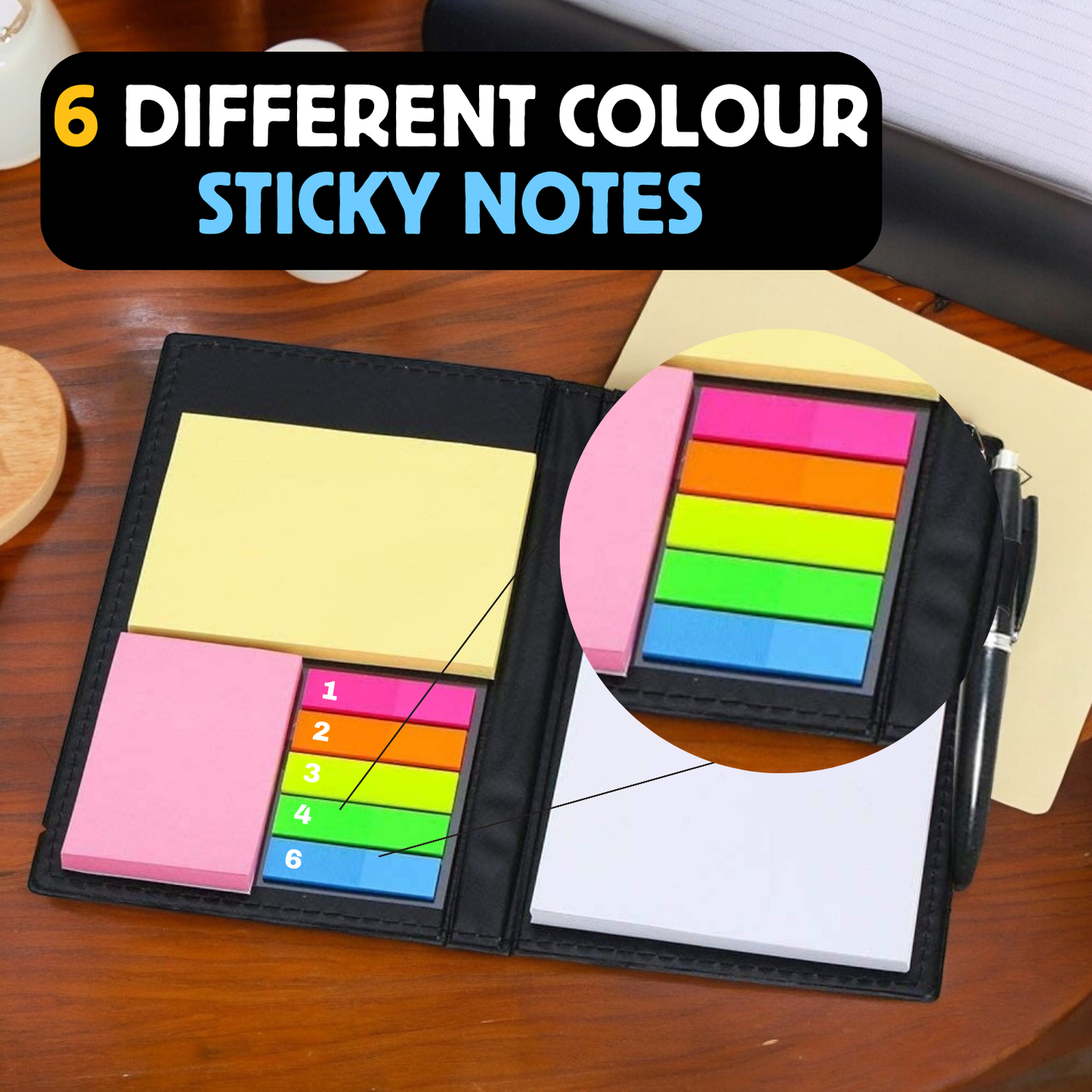 Sakuya Memo Pad with Sticky Notes & Clip Holder with Pen for Gifting| Note Pad for School, Home, and Office Supplies - Sakuya