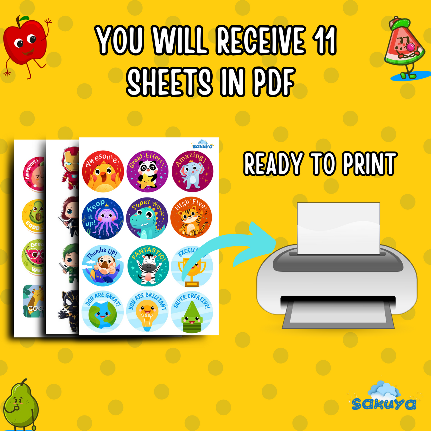 Cool DIY 101 Fridge Magnets- Badges for kids-Pintables pdf file- Not a physical product