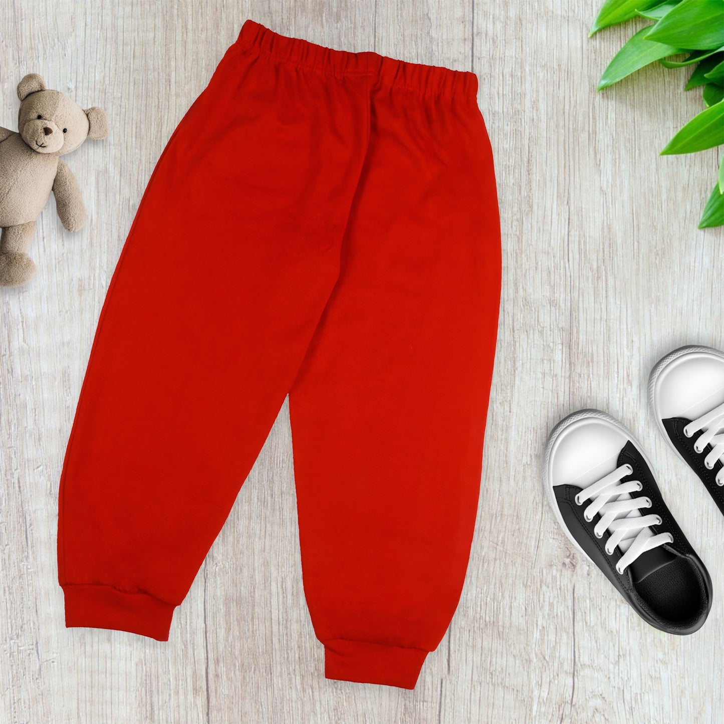 Sakuya Breathable Cotton Set of 1 Pant Set for Nightwear Sleepwear Casual Travel for Unisex Kids Boys Girls-Red