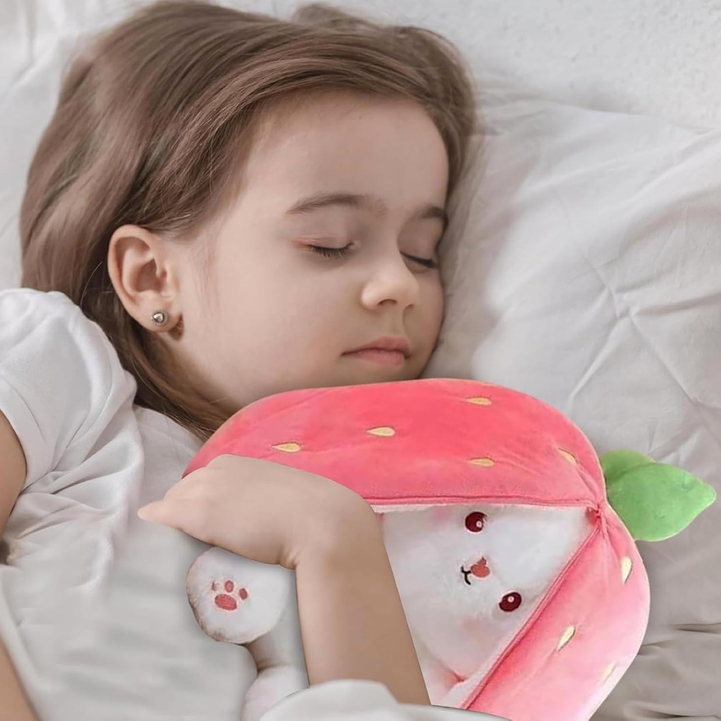 Reversible Strawberry - Carrot Bunny Soft Toy – Perfect Plush Toy for Girls, Cute Soft Toys for Baby Girl, Stuffed Rabbit Toy for Kids, Ideal Soft Toys for Newborn Baby and Gift for Girls