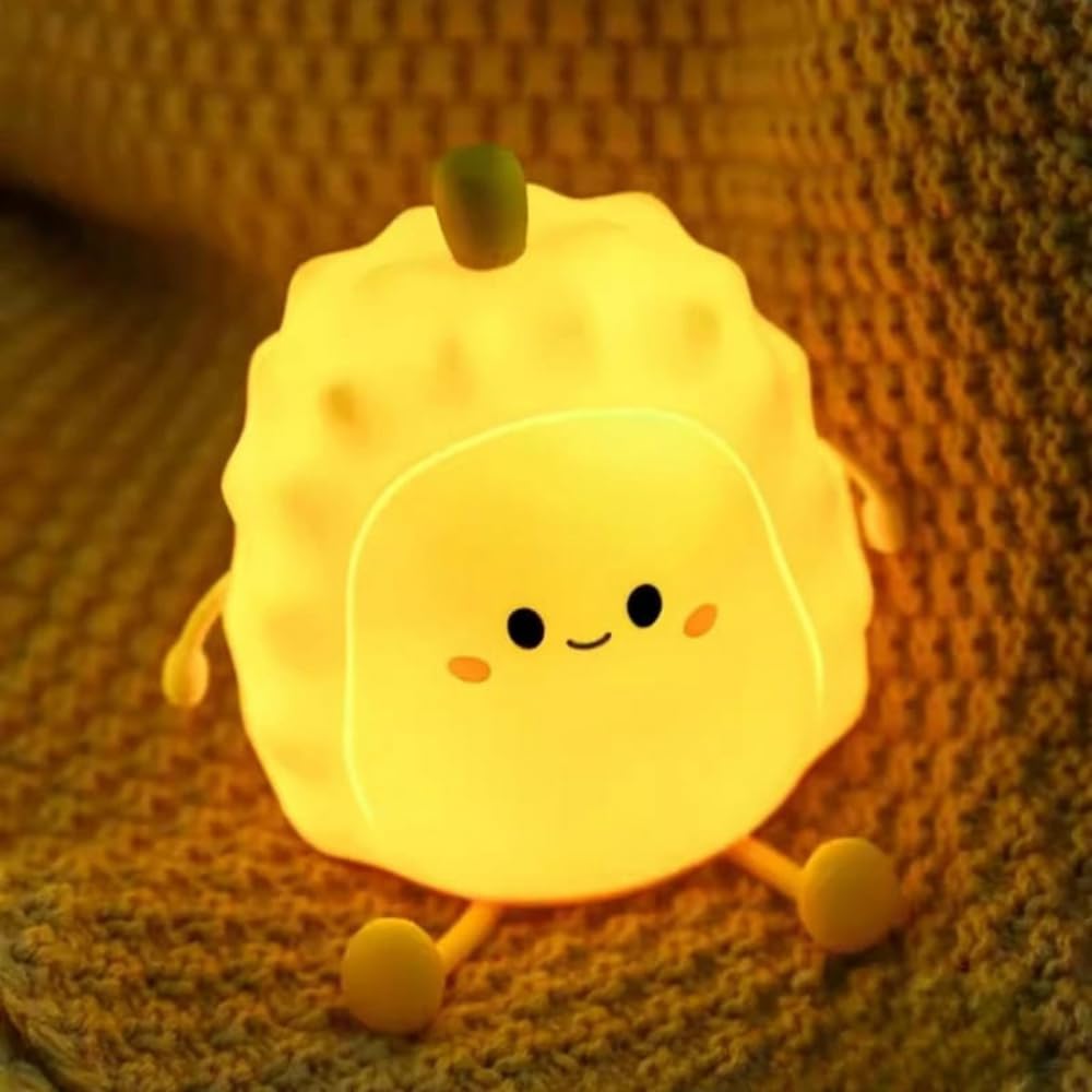 Sakuya Durian Silicone LED Night Light – Cute Rechargeable Bedside Lamp for Kids & Adults, Soft Touch Nursery Night Lamp, Bedroom Home Décor Gift