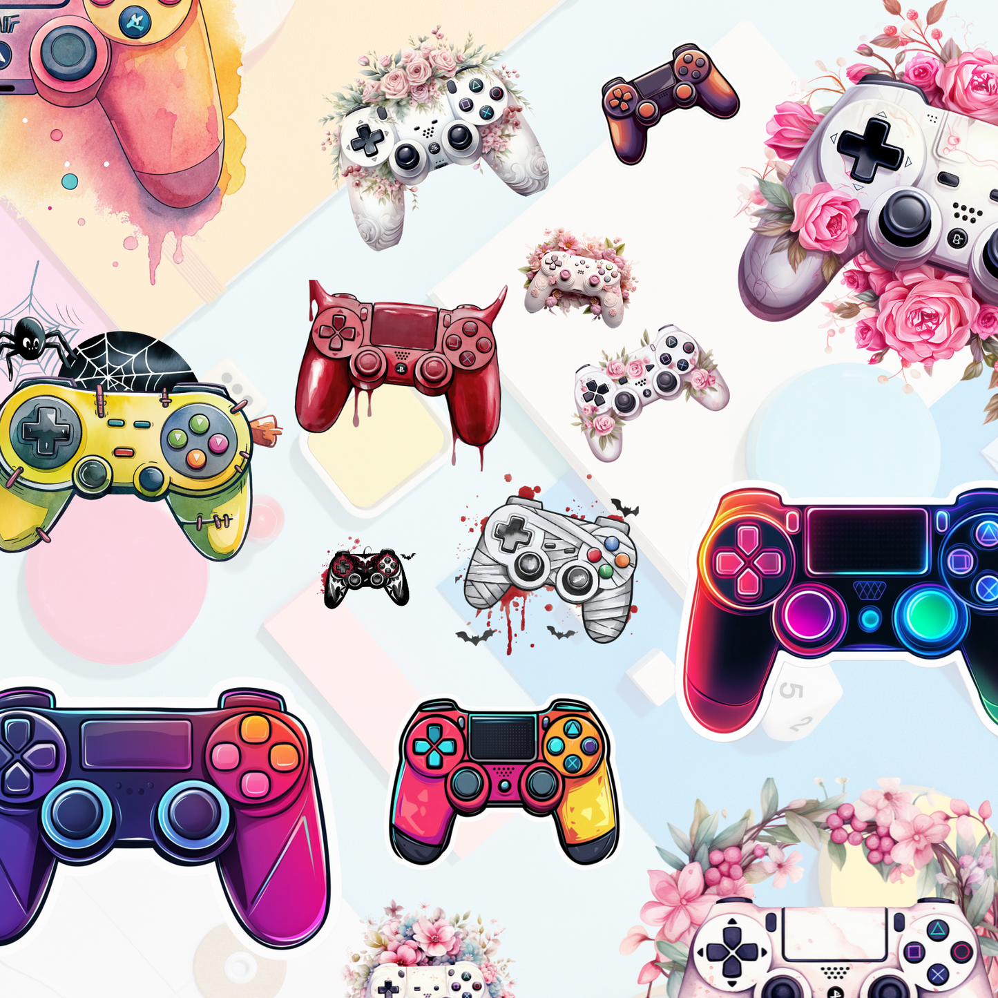 Gaming Clipart Pack Digital Download for Kids and Teens | Printable Controller PNG | Gamer Aesthetics | Playstation Console Bundle