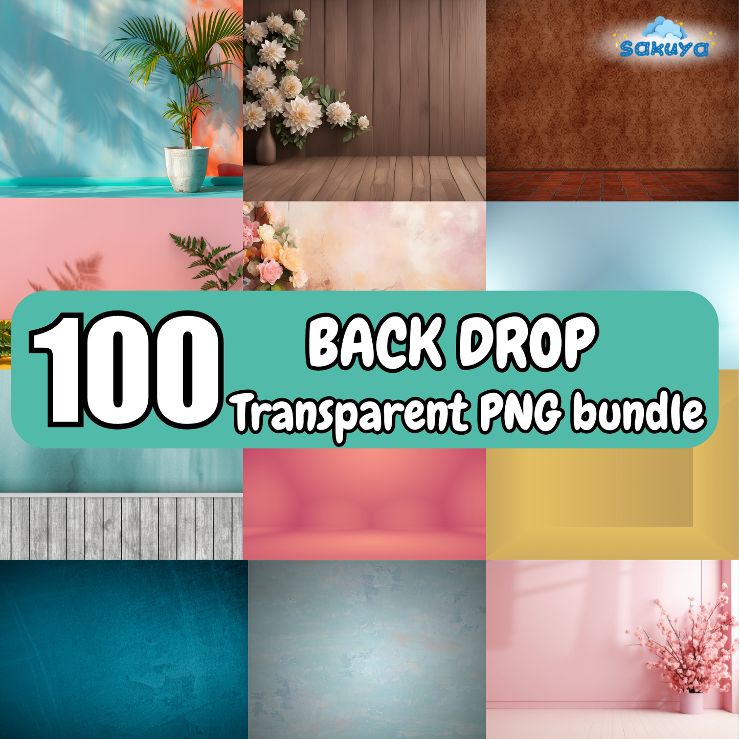 Sakuya 100 Backdrop Bundle – High-Resolution Transparent PNGs | Printable Photography Backgrounds - Sakuya