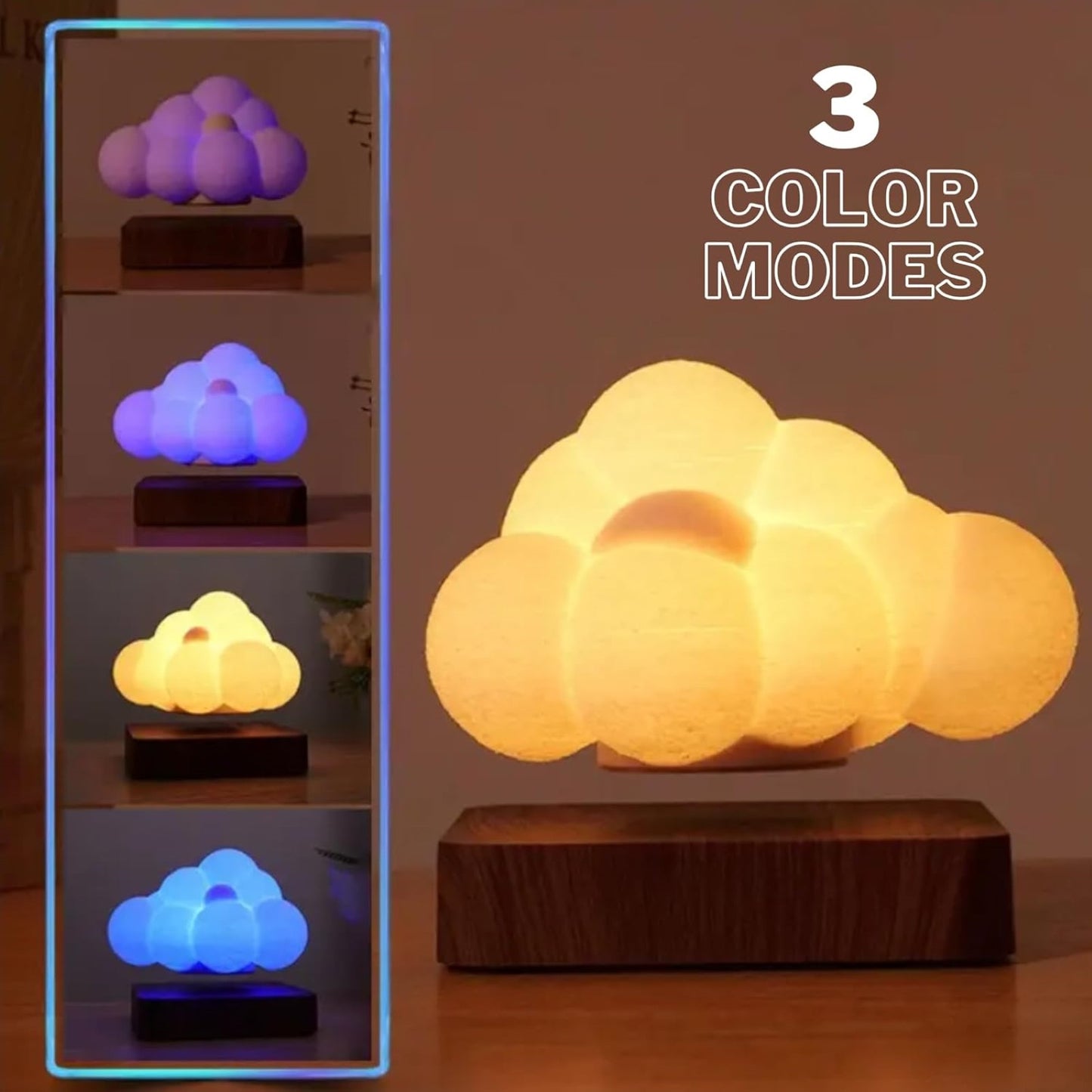 Color Changing Floating Cloud Touch Lamp with Magnetic Levitation – LED Ambient Light, Night Lamp, and Decorative Lamp for Bedroom, Living Room, and Kids’ Rooms